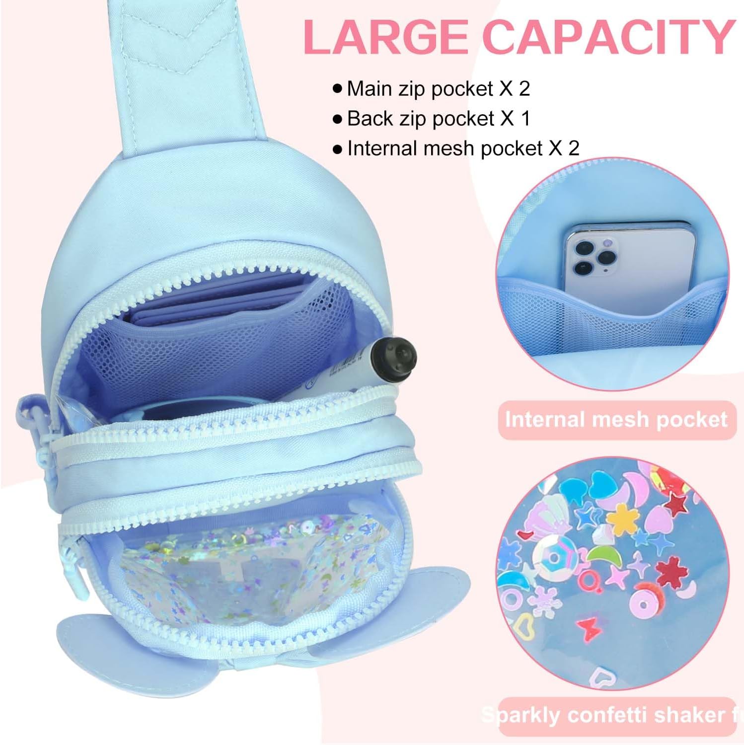 Initial Sling Bag for Girls - 2-7 Year Old Girl Birthday Gifts, Clear Letter Small Crossbody Bag Purses Toddler Kid Gifts Stuff Blue S - Image 4