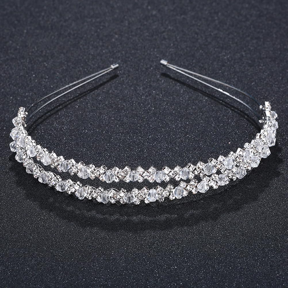 Double Layer Silver Hair Hoop Rhinestone Headband Wedding Hair Loop Hair Clasp Hair Band Bridal Hair Accessories