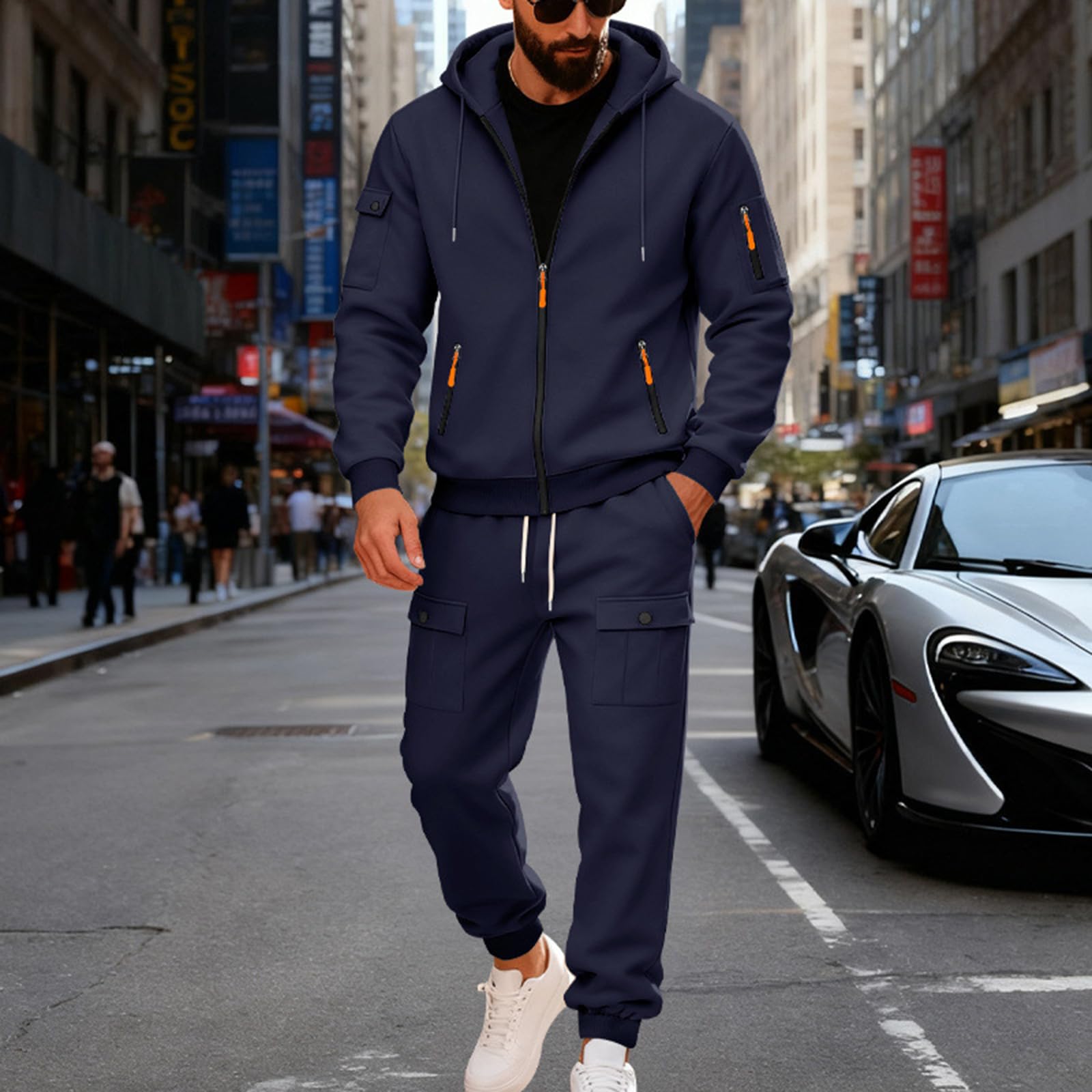 Generisch Herren Trainingsanzug Jogginganzug Sportanzug 2-Teiliges Fitness Streetwear Freizeitanzug Jogginghose