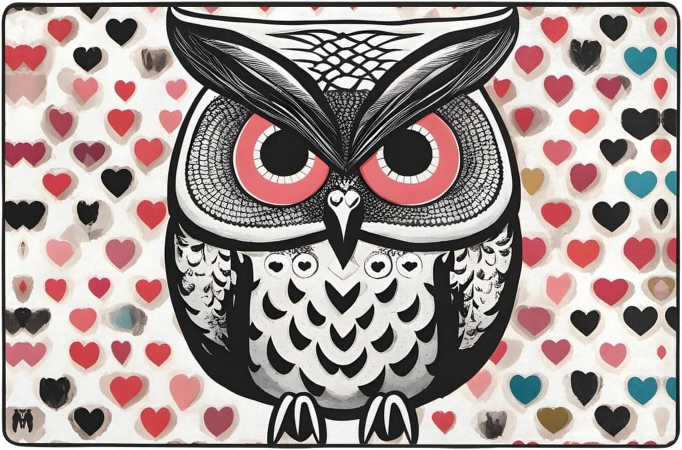 Love Owl Pattern Anti-Slip Floor mat Carpet Rug 72"x48" for Living Room Office Coffee Table Bed Balcony