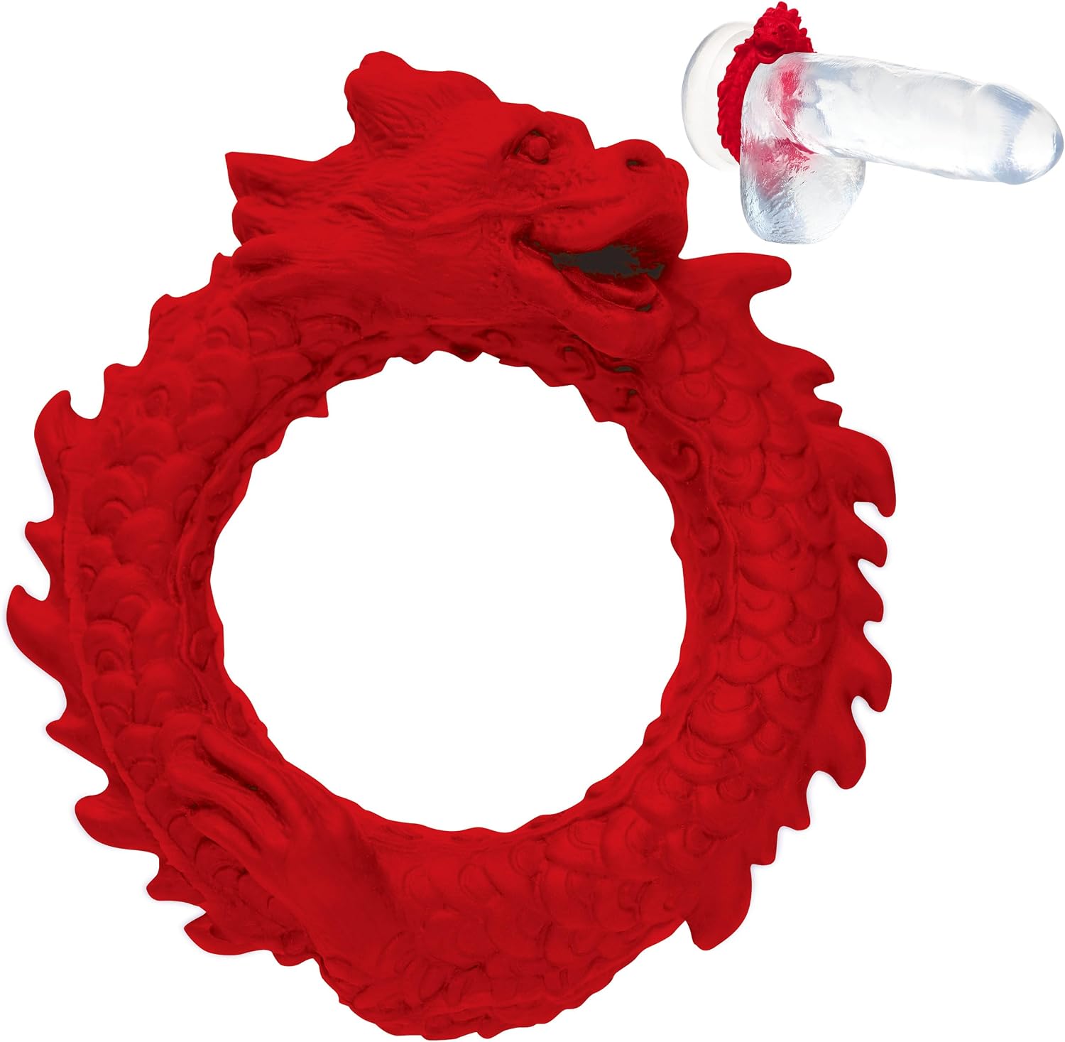 CREATURE COCKS Rise of the Dragon Silicone Cock Ring for Men and Couples. Fantasy C-Ring with Unique Texture and Bright Color, Stretchy Silicone, Enhanced Performance. 1 Piece, Red
