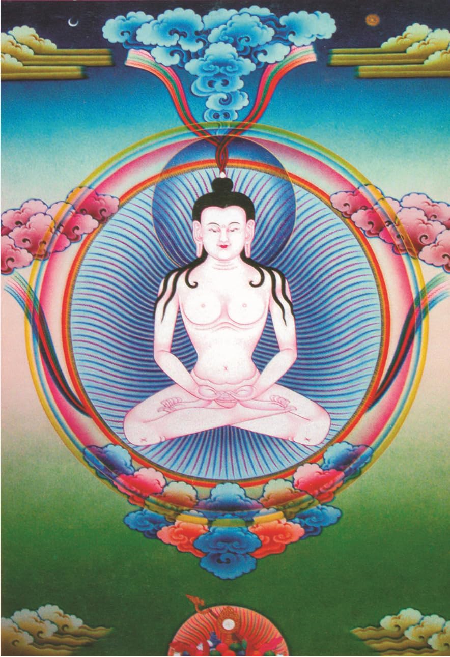Gandhanra Art tibétain Thangka – Tapihritsa Thangka la religion Bön – Impression giclée numérique haute résolution et double couche encadrée à la main – Tapisserie bouddhiste à suspendre – 119,4 x