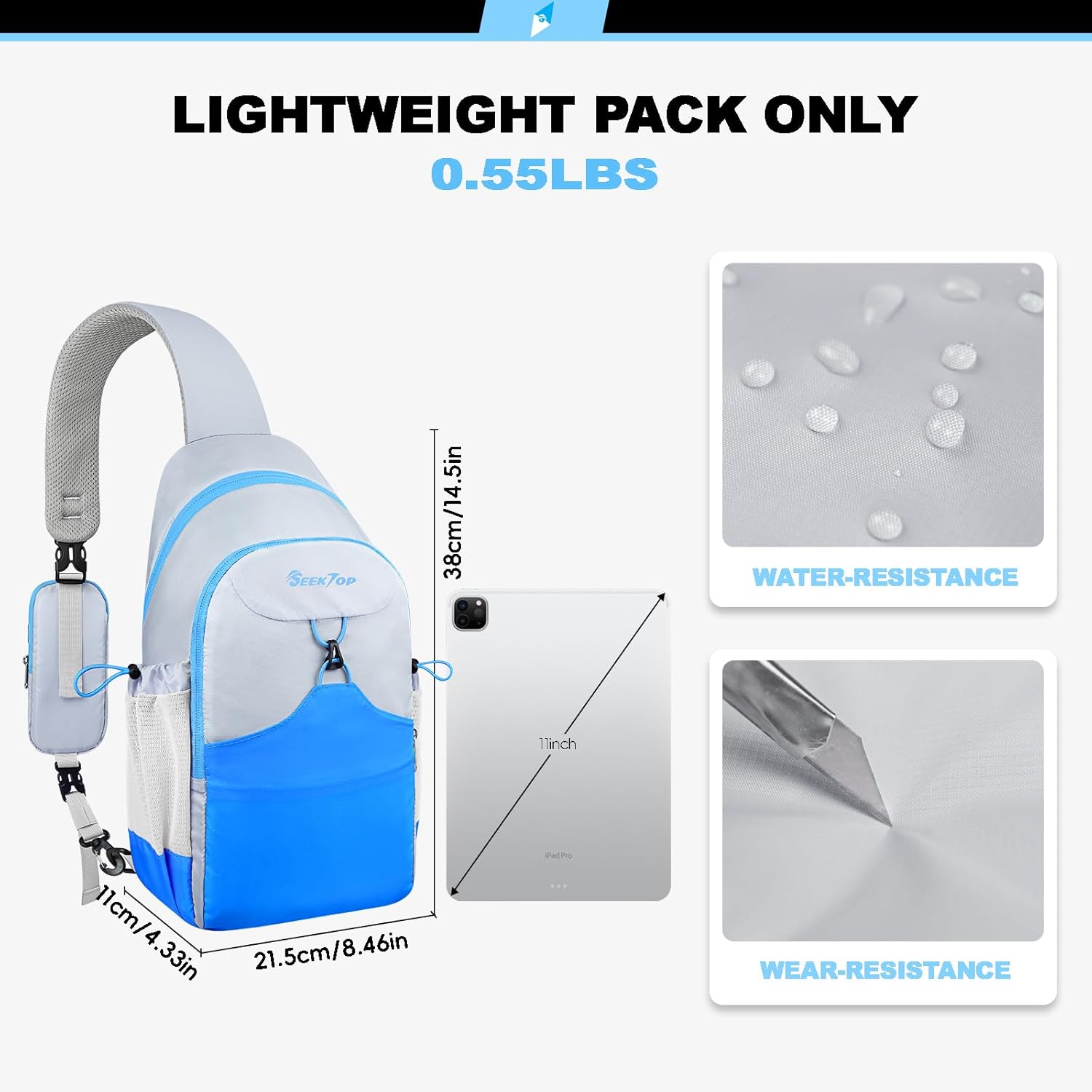 Seektop Crossbody Bag RFID Sling Backpack for Women & Men, Casual Chest Daypack for Hiking Travel