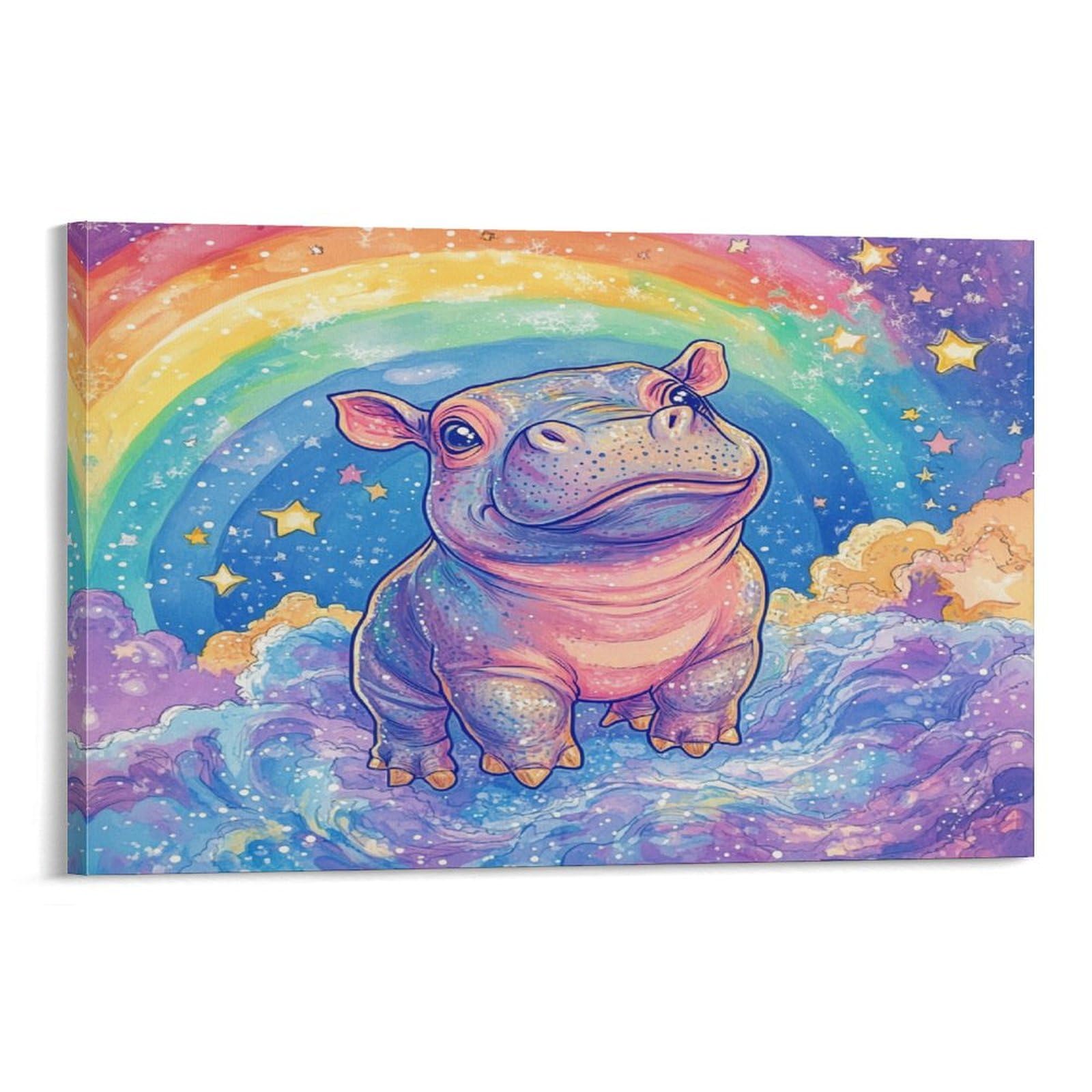 Tableau impression sur toile hippo moderne murale maison - 6