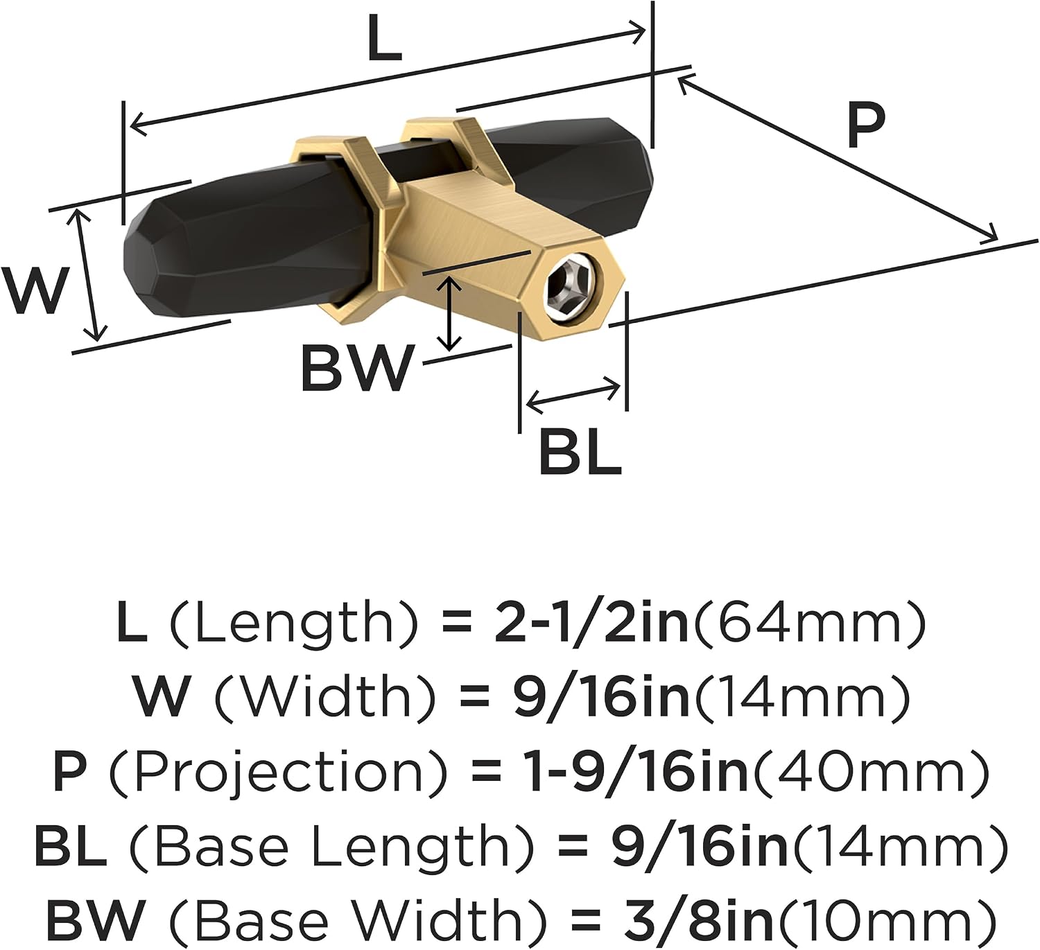 Amerock London 2-1/2 inch (64mm) Length Black Bronze/Champagne Bronze Cabinet Knob, BP36647BBRCZ