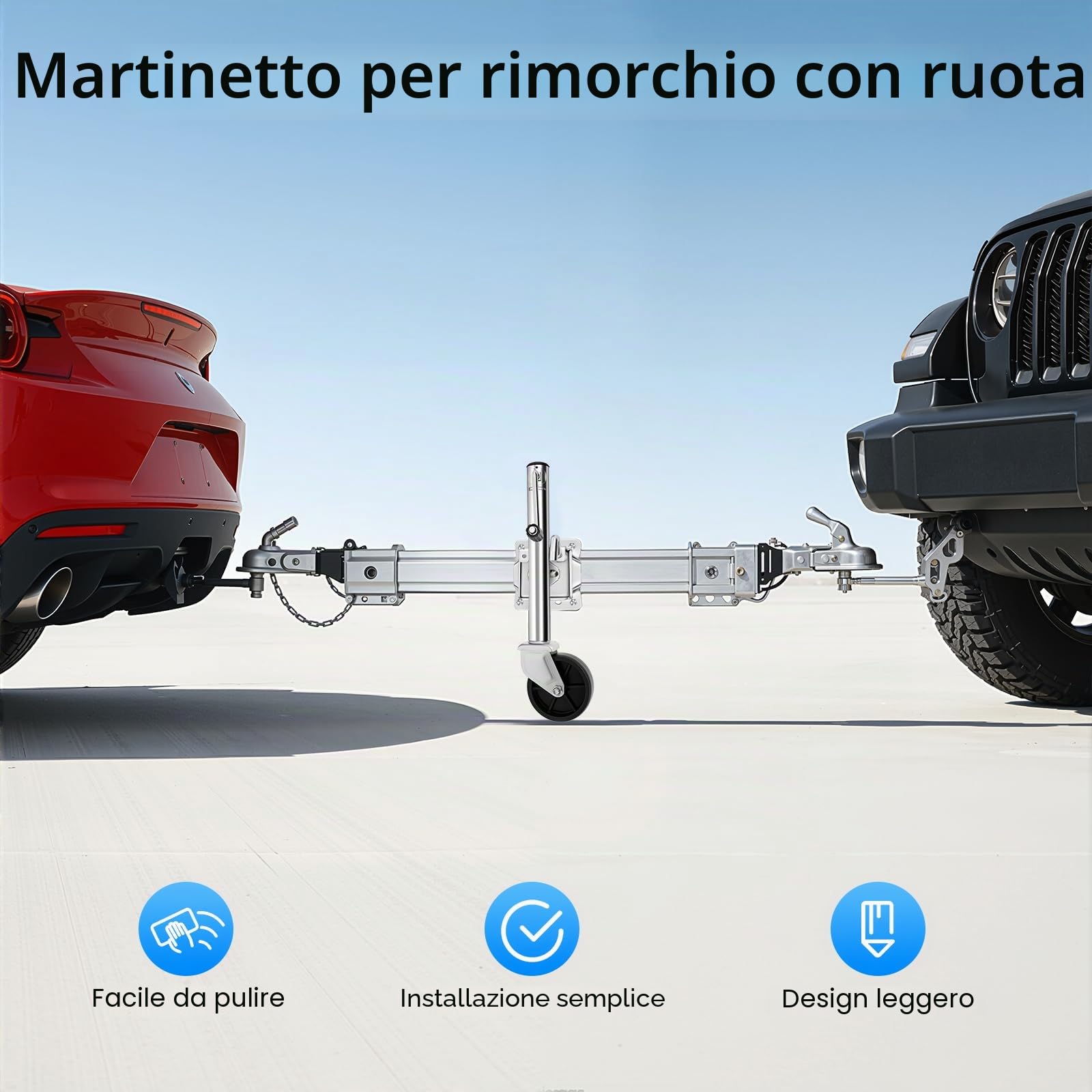 MINRS Generic - Ruota di sostegno da 540 kg, ruota di supporto girevole, carico pesante, automatica, regolabile in altezza, forte, sicura, semplice – il compagno perfetto per il tuo rimorchio