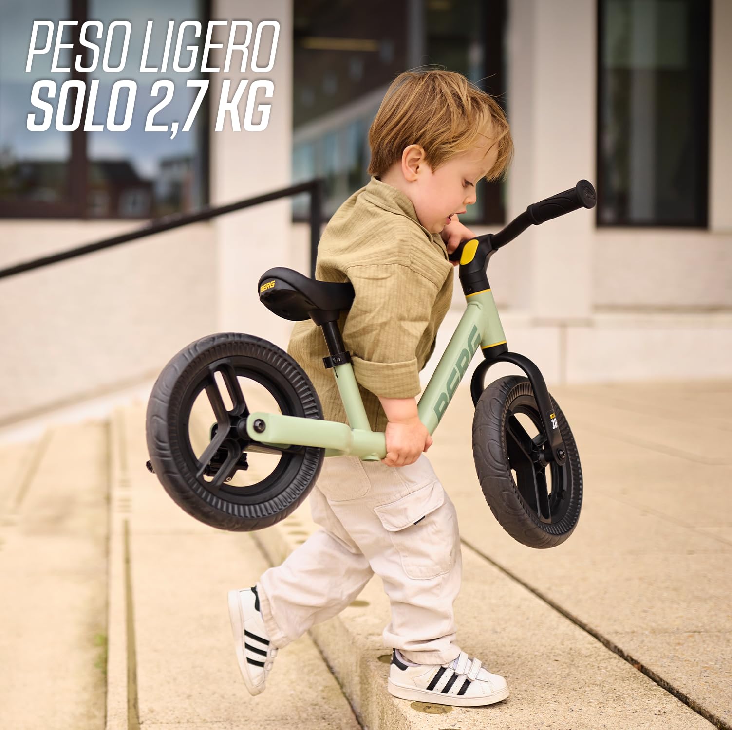 BERG Bicicleta sin Pedales MOOV 10 | 2-5 años, 10 pulgadas, manillar y sillín regulables en altura, ligero, ruedas hinchables