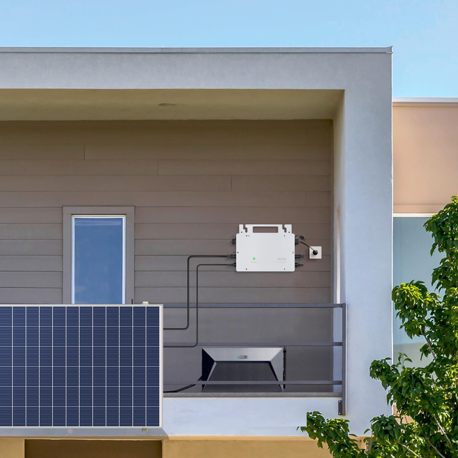 VEVOR Micro inverter collegamento alla rete solare, 800W, IP65 Impermeabile alla rete solare DC18-50V Tensione di esercizio con cavo di alimentazione antenna WiFi APP, per sistemi di pannelli solari