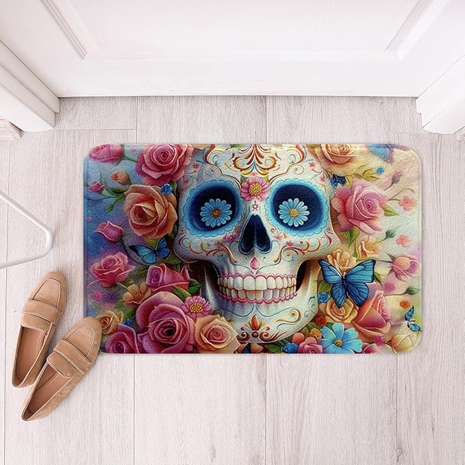 Erosebridal Sugar Skull Bathroom Rugs 20