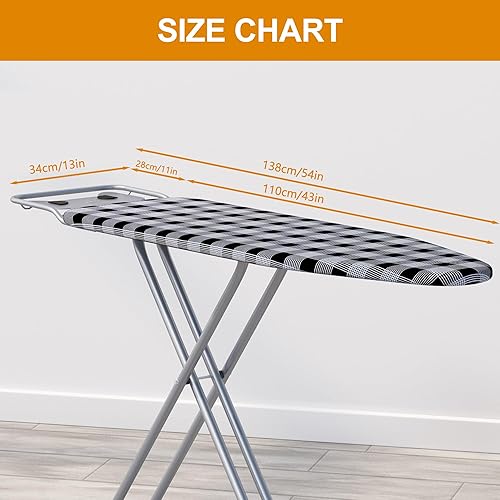 Miniatura 3 de Tabla de planchar de 13 x 43 pulgadas con funda acolchada extra gruesa y resistente, altura ajustable, tela resistente al calor y a la quemadura,