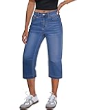 Capri Jeans for Women Mid Rise Straight Leg Casual Relaxed Fit Summer Cropped Stretchy Denim Capris Pants