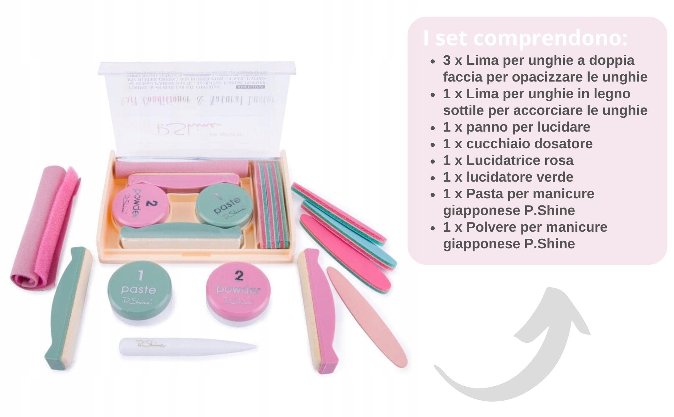 INLAQ P-SHINE Set per manicure giapponese - Arte tradizionale per unghie lucide e sane, con materiali naturali e trattamenti per unghie di prima qualità.