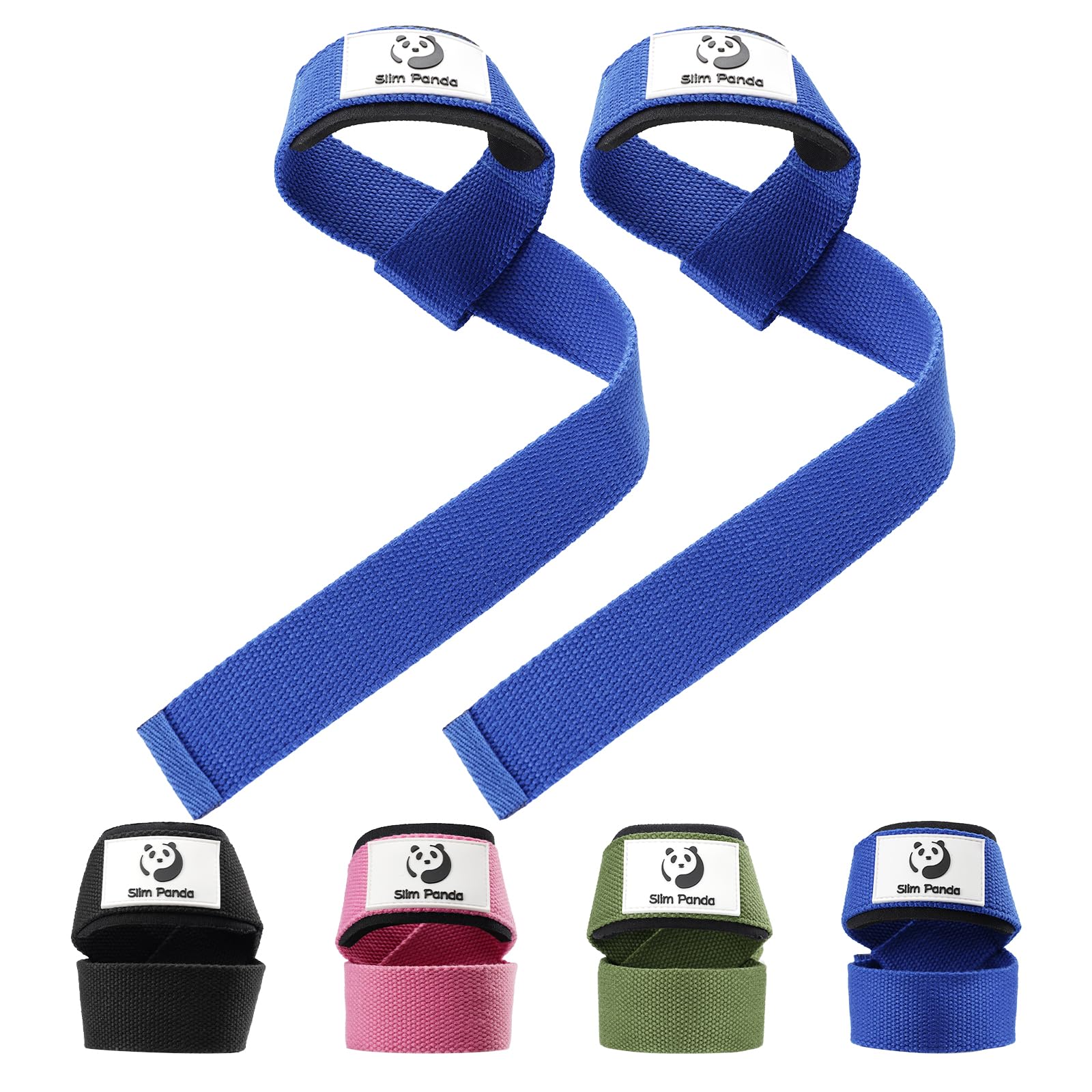 Slim Panda Wrist Straps for Weightlifting, Weight Lifting Straps with Neoprene Padding for Women & Men, Deadlift Straps with Non-Slip Silicone for Powerlifting, Strength Training, Bodybuilding