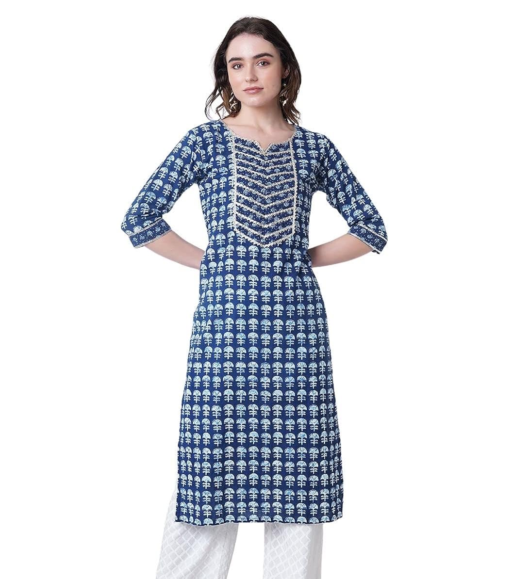 Buy rytras Women's Cotton Printed Straight Kurti at Amazon.in
