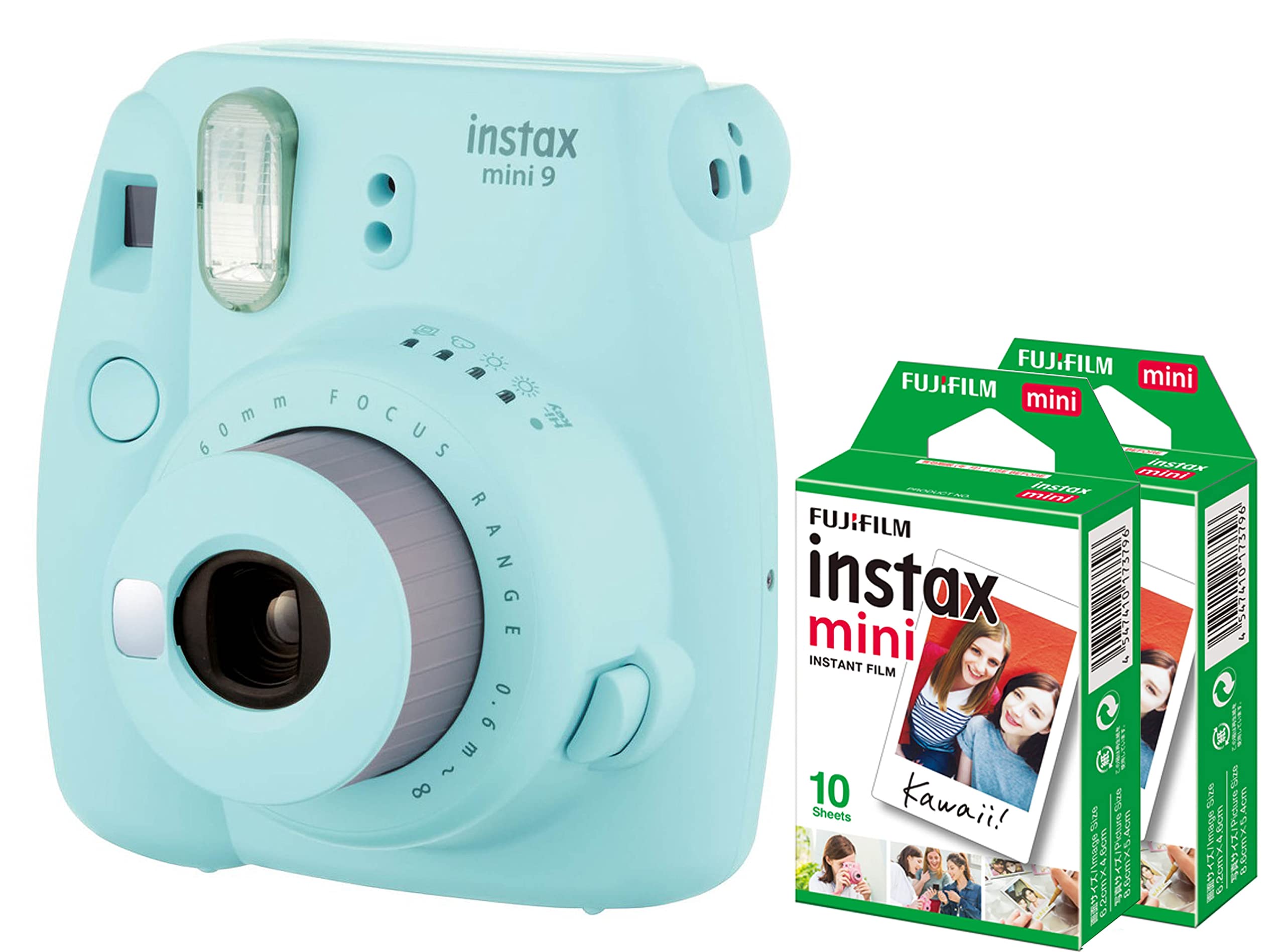 Fujifilm Instax Mini 9 Instant Camera + 2 Pack Films- Ice Blue