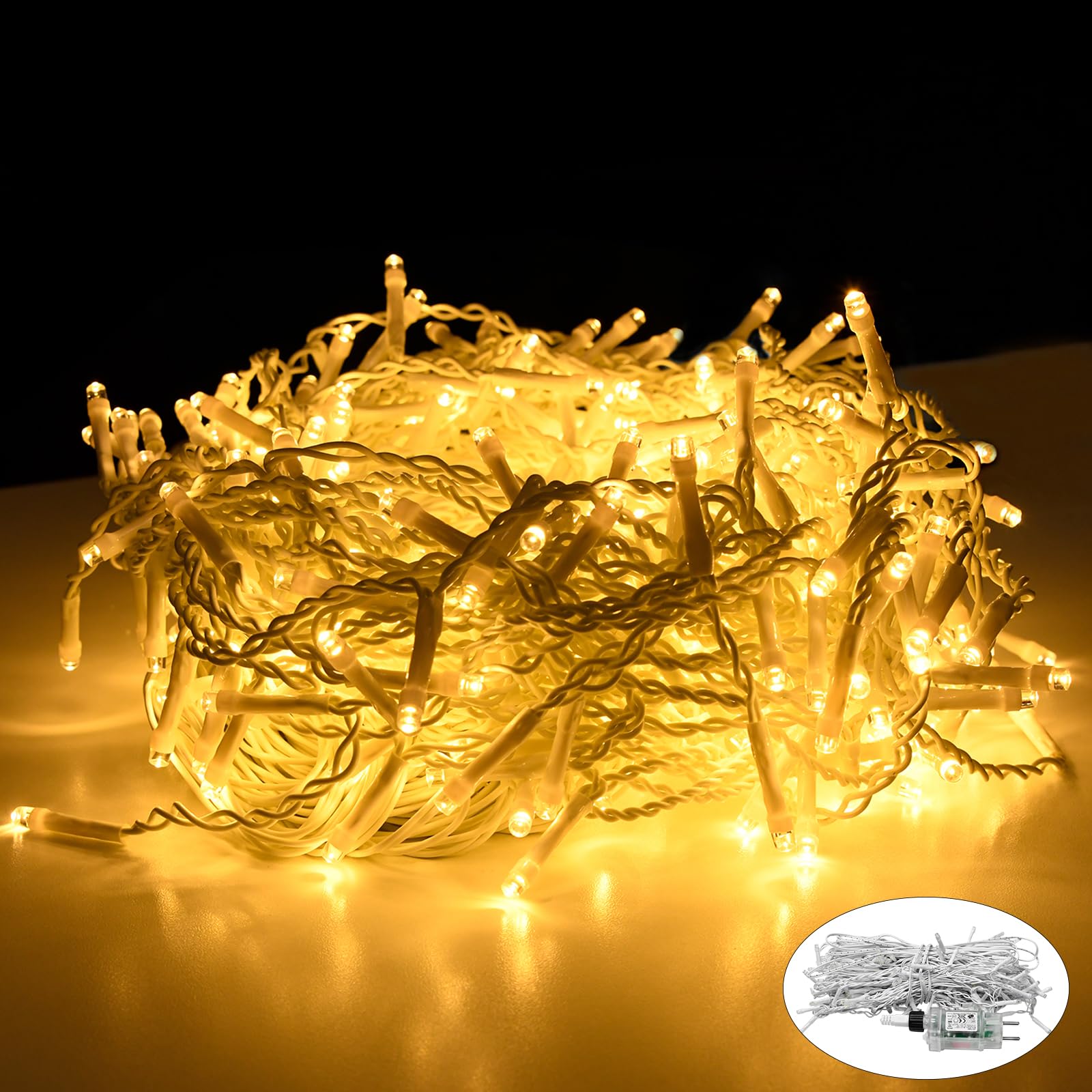 NAIZY Luces LED de Lluvia de Hielo 15M 600LEDs Blanca Cálida Cortina de Luces 8 Modos Impermeable para Balcón Navidad Fiesta