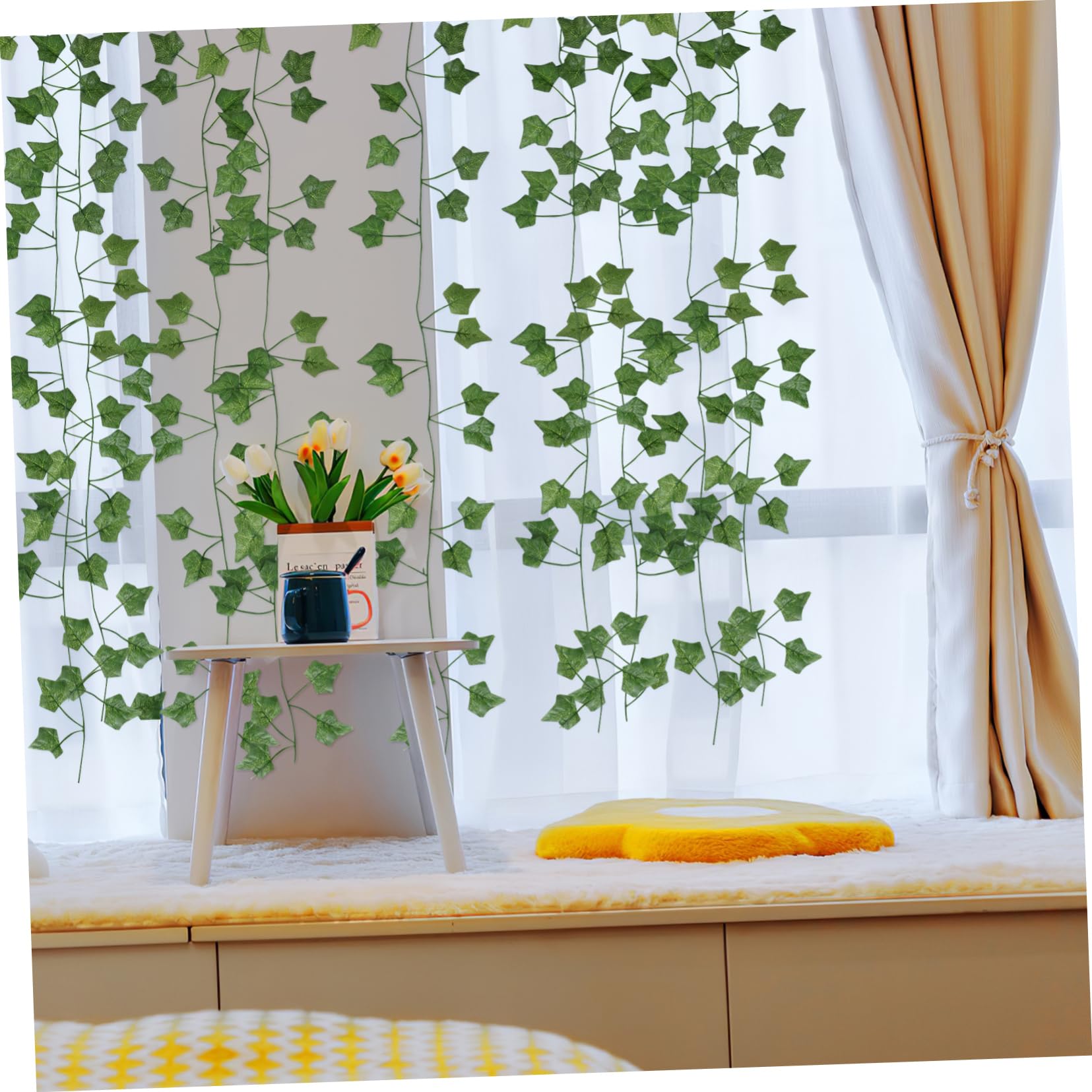Mobestech Ghirlanda di Foglie Verdi Decorative, 4 Pezzi in Tessuto
