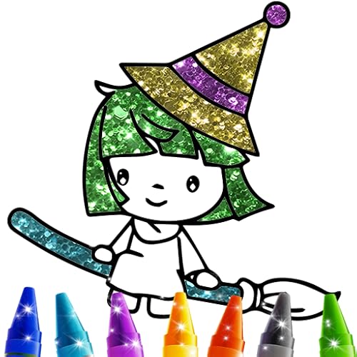 Glitter Witch Coloring Book : Cute coloring book for kids, free game for you.