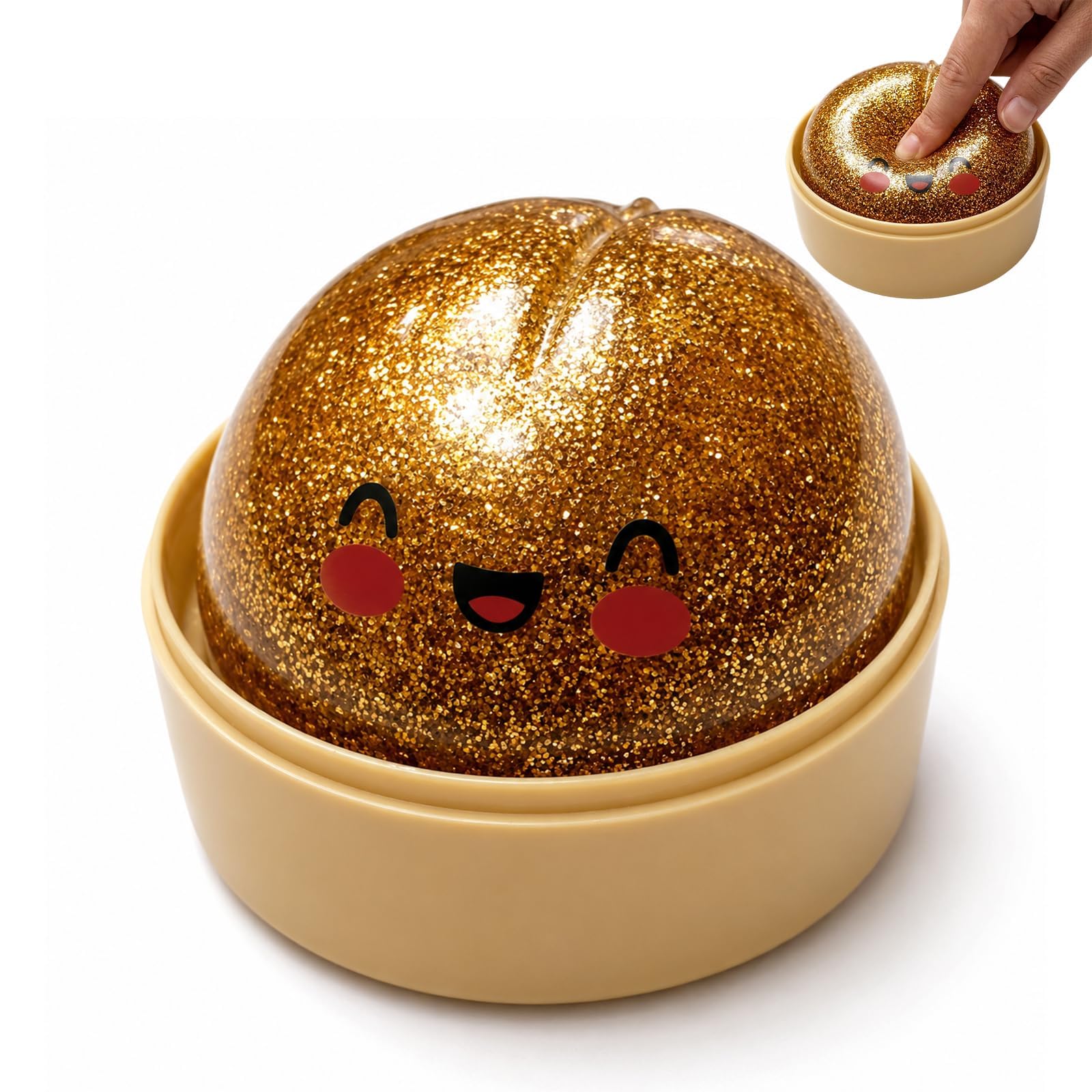 suction Gold Glitter Dumpling Squishy, Gold Dumpling Squishy, Eye-Catching Design, Ideal for Home, Office Desk Decor and Decoration Enthusiasts