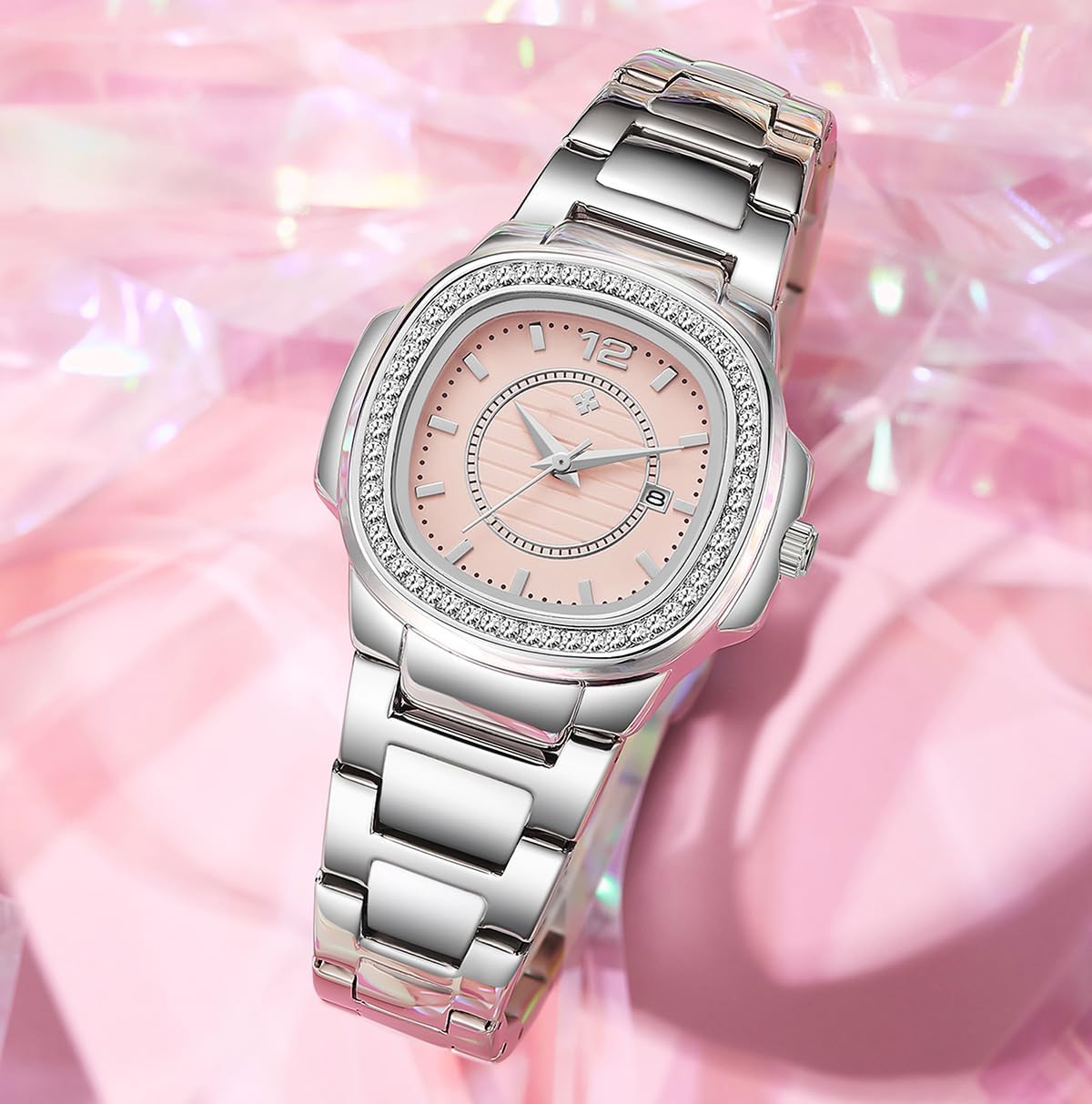 Women's Watches Fashion Square Dial Stainless Steel Waterproof Date Diamond Ladies Dress Wristwatches - Image 6