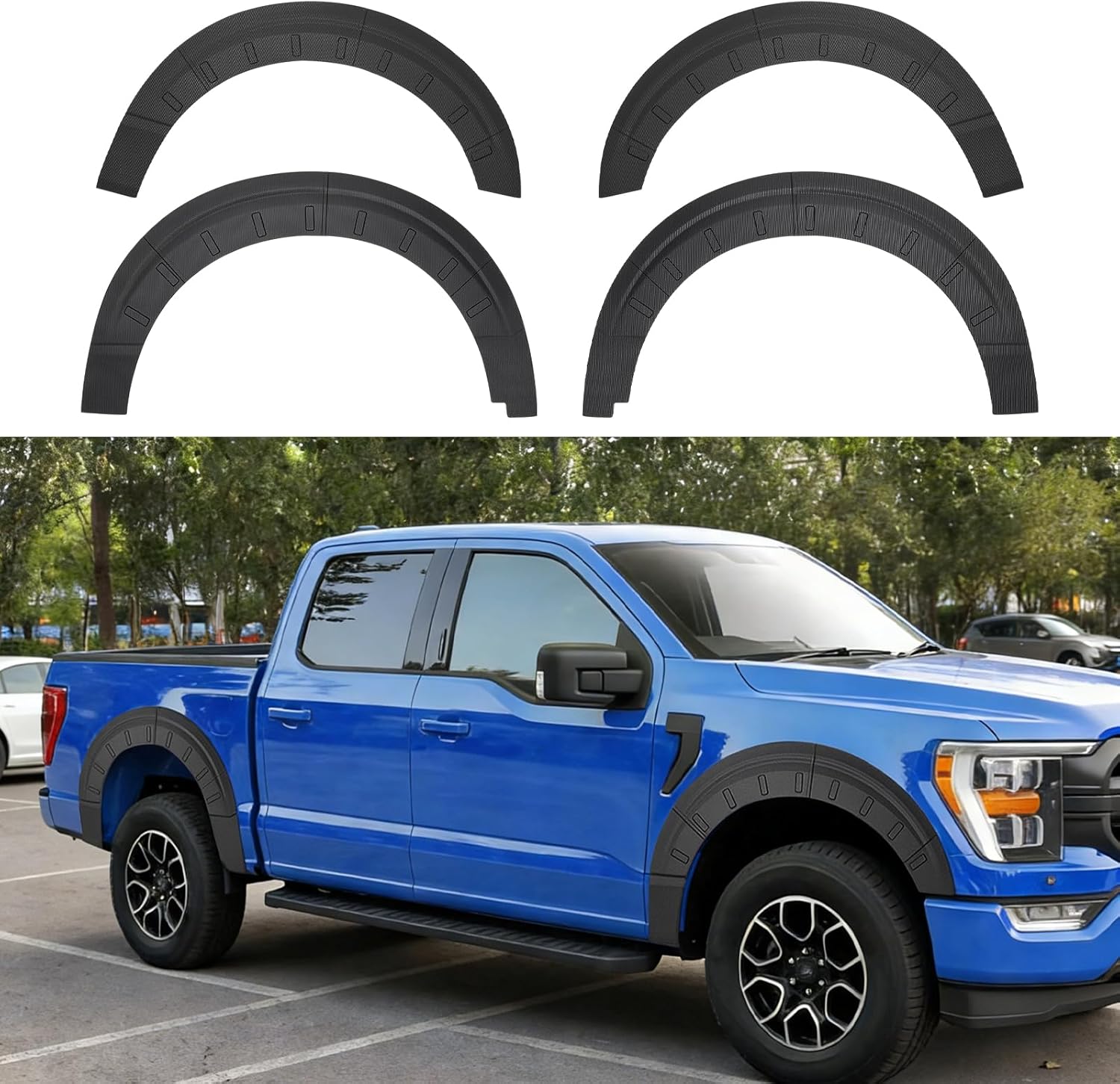 Fender Flare Protector Fits for 2021-2026 Ford F150 Wheel Arch Cover Mudguard Compatible with F150 Exterior Accessories Exclude Raptor Wing Guards Fender Trims 4PCS