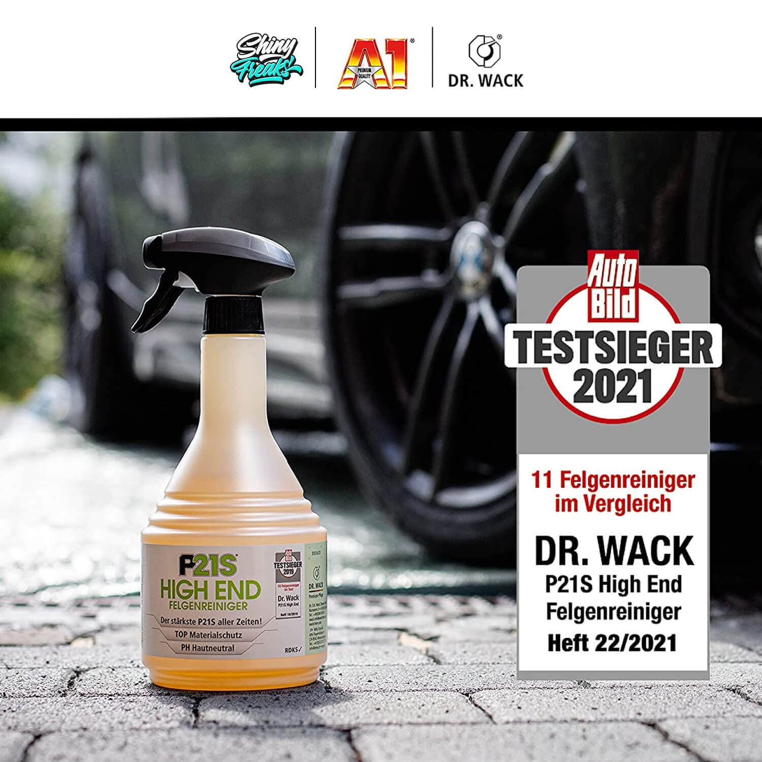 Felgenreiniger Detailer Set: Dr. Wack P21S HIGH END Auto Felgen Reinigung & Versiegelung für alle Felgen + Felgenbürste + ChemicalWorkz Premium Mikrofasertuch | 4-teilig