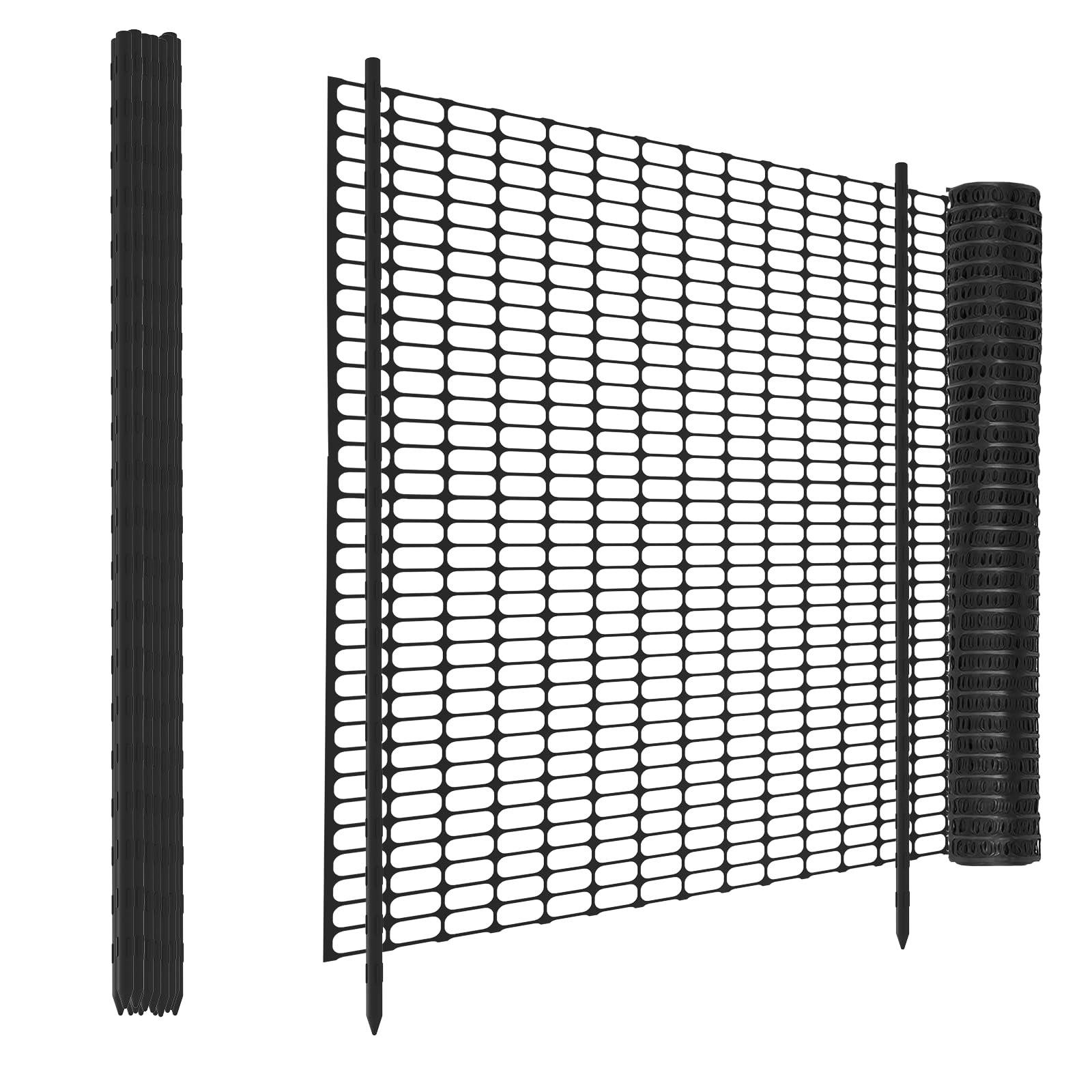 Weidezaun Schwarz 30m Lange x 100cm Hoch mit 30 Pfähle 115cm Hoch,Kunststoff Mobiler Zaun für Begrenzungszaun Geflügelnetz Hühnerzaun Geflügelzaun Hundezaun Steckzaun Teichzaun Kaninchenzaun Schafzaun