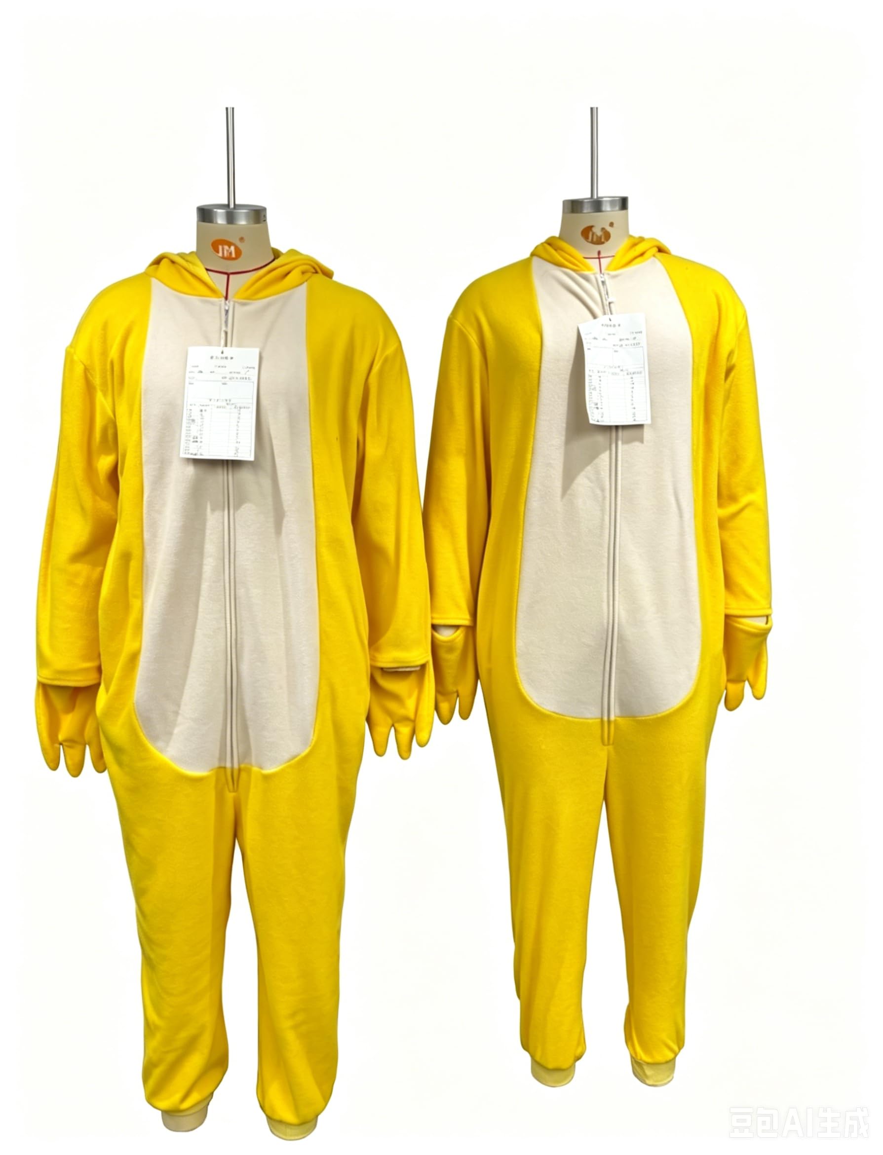 Spooktacular Creations Halloween Duck Costume Adult, Unisex Plush Yellow Duck Jumpsuit for Adult, Zip-Up Hooded Animal Costume for Adult Women Men Halloween Dress Up Party