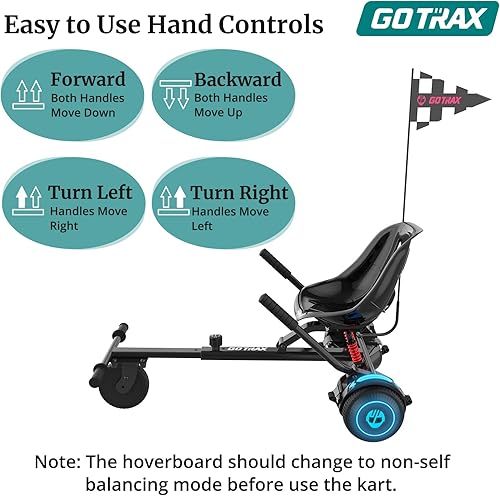 Miniatura 6 de Gotrax Hoverboard - Accesorio de asiento de kart para patineta de equilibrio automático de 6.5", 8", 8.5", 10", longitud del marco ajustable