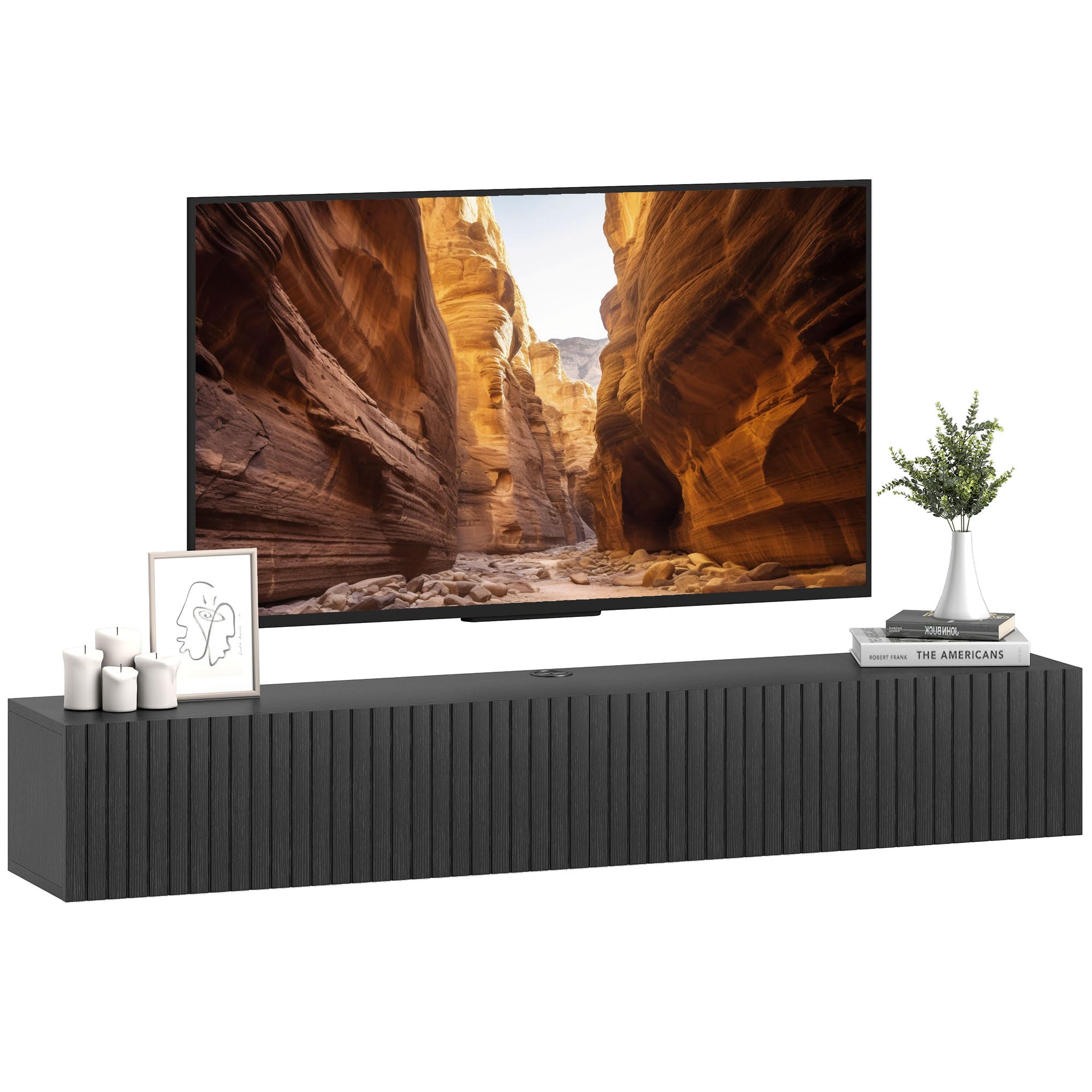 HOMCOM Floating TV Unit for Television up to 72 Inch Wall Mount 140cm Black