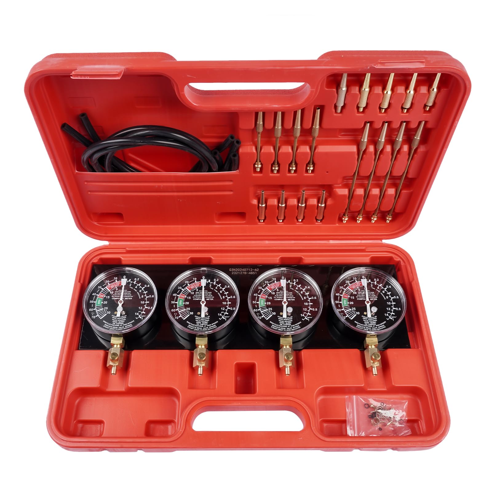 1Set Tester di sincronizzazione dei carburatori in Metallo Rosso 4 Orologi di sincronizzazione Tester di sincronizzazione