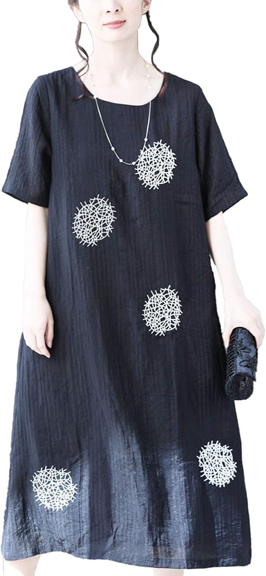 Amazon Co Jp フレンチパヴェ ワンピース レディース ロングワンピース 刺繍 変形 半袖 お出かけ 体型カバー 着痩せ Sl 服 ファッション小物 Amazon Co Jp フレンチパヴェ ワンピース レディース ロングワンピース 刺繍 変形 半袖 お出かけ 体型カバー 着痩せ Sl 服 ファッション小物