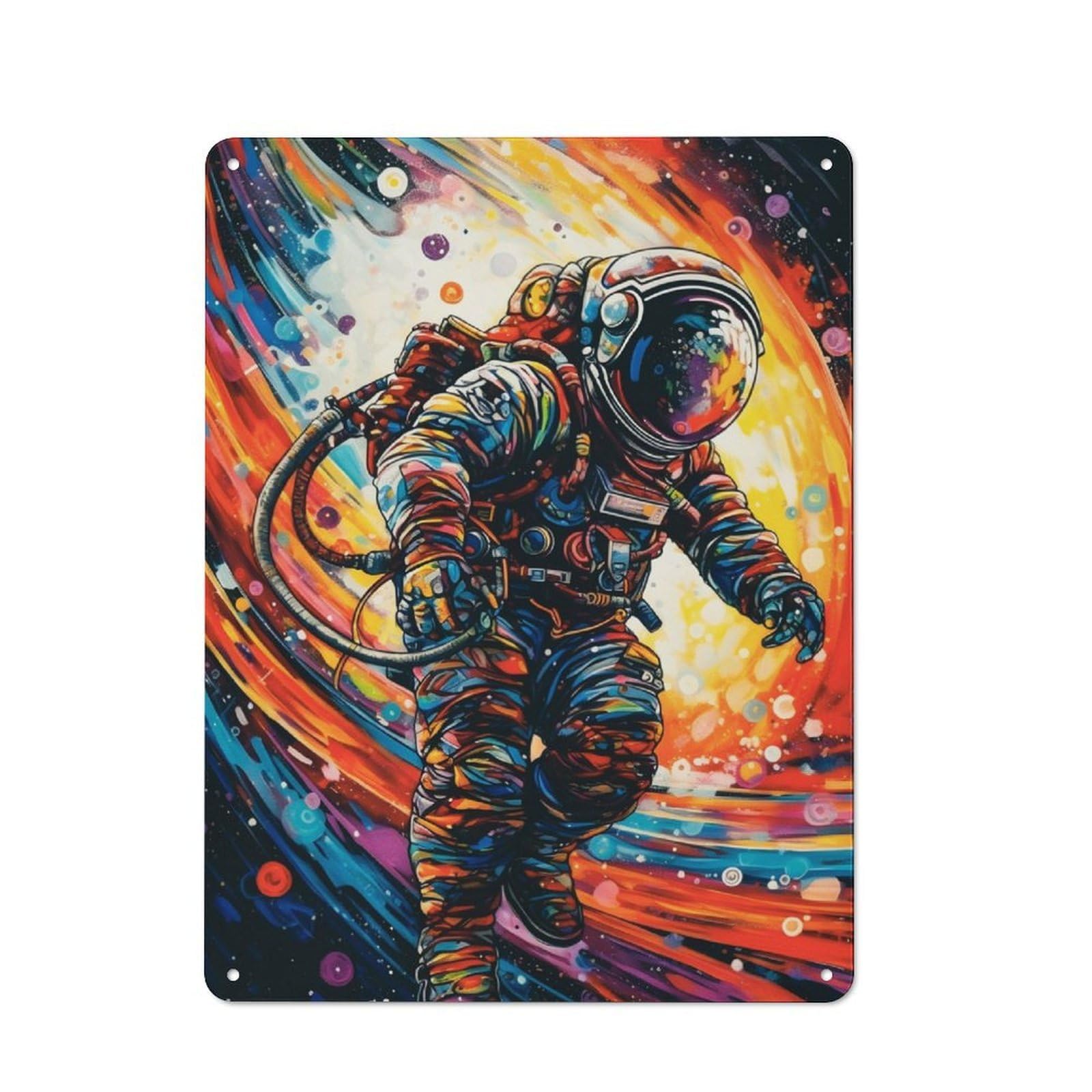 Junmoney Astronaut Line Space Rustic Metal Sign 40X30cm For Living Room Or Hallway, For Winter Room Styling In Living Room And Hallway