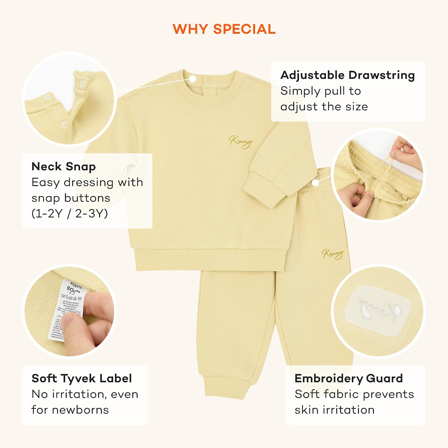 Konny Baby Sweatshirt and Sweatpant Set Toddlers Unisex Boys and Girls Fall and Winter Clothes Long Sleeve Outfit