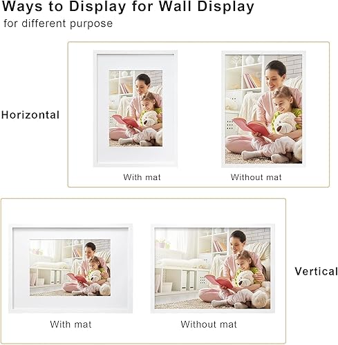 Vista 834 de Egofine Portarretratos de 9 x 12 pulgadas hecho de madera maciza con plexiglás, fotos de 5 x 7/6 x 8 con paspartú o de 9 x 12 pulgadas sin paspartú