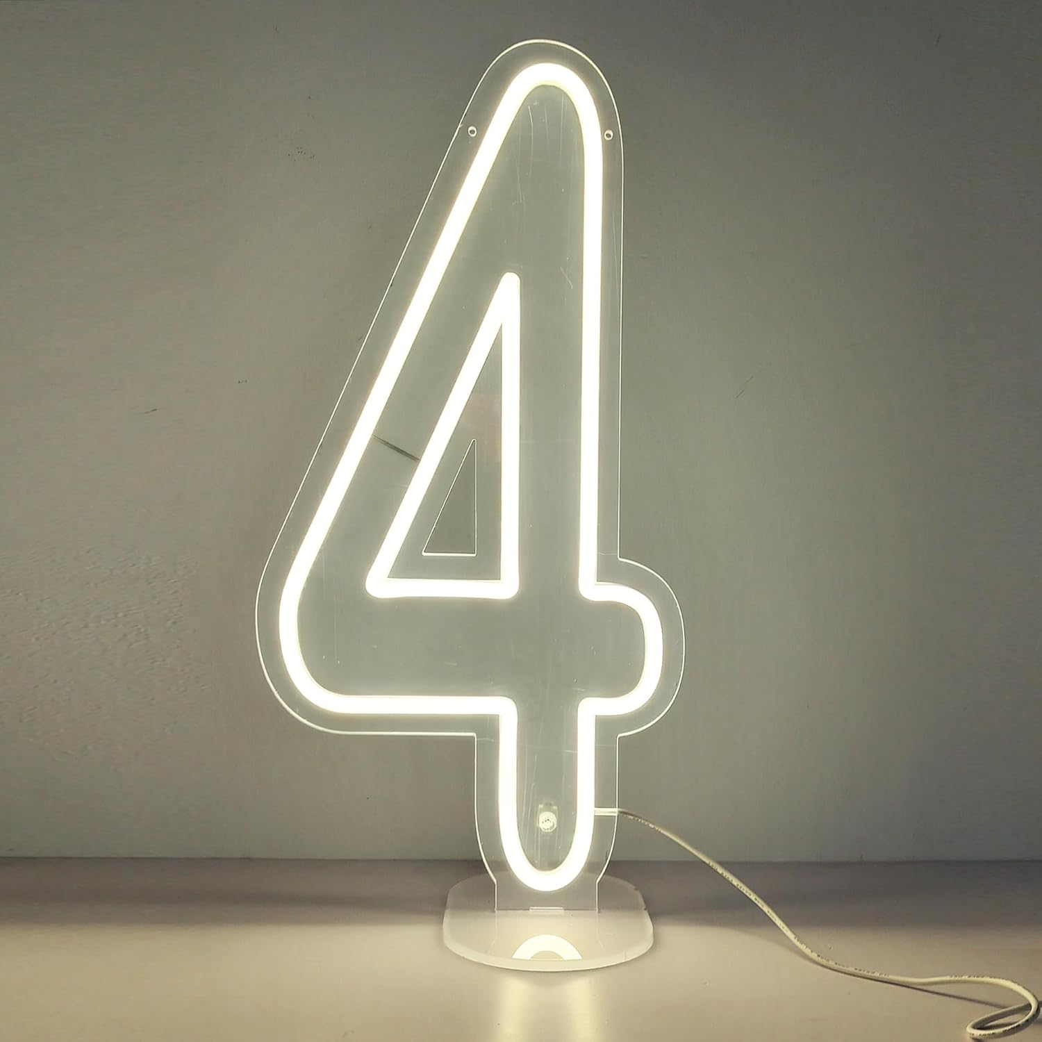DS&DV 20inch Led Neon Number 2 Sign, Dimmable Silicone Neon Light with Acrylic Backer for Birthday Wedding Party Stand Up Decoration (Warm White, Number 2)