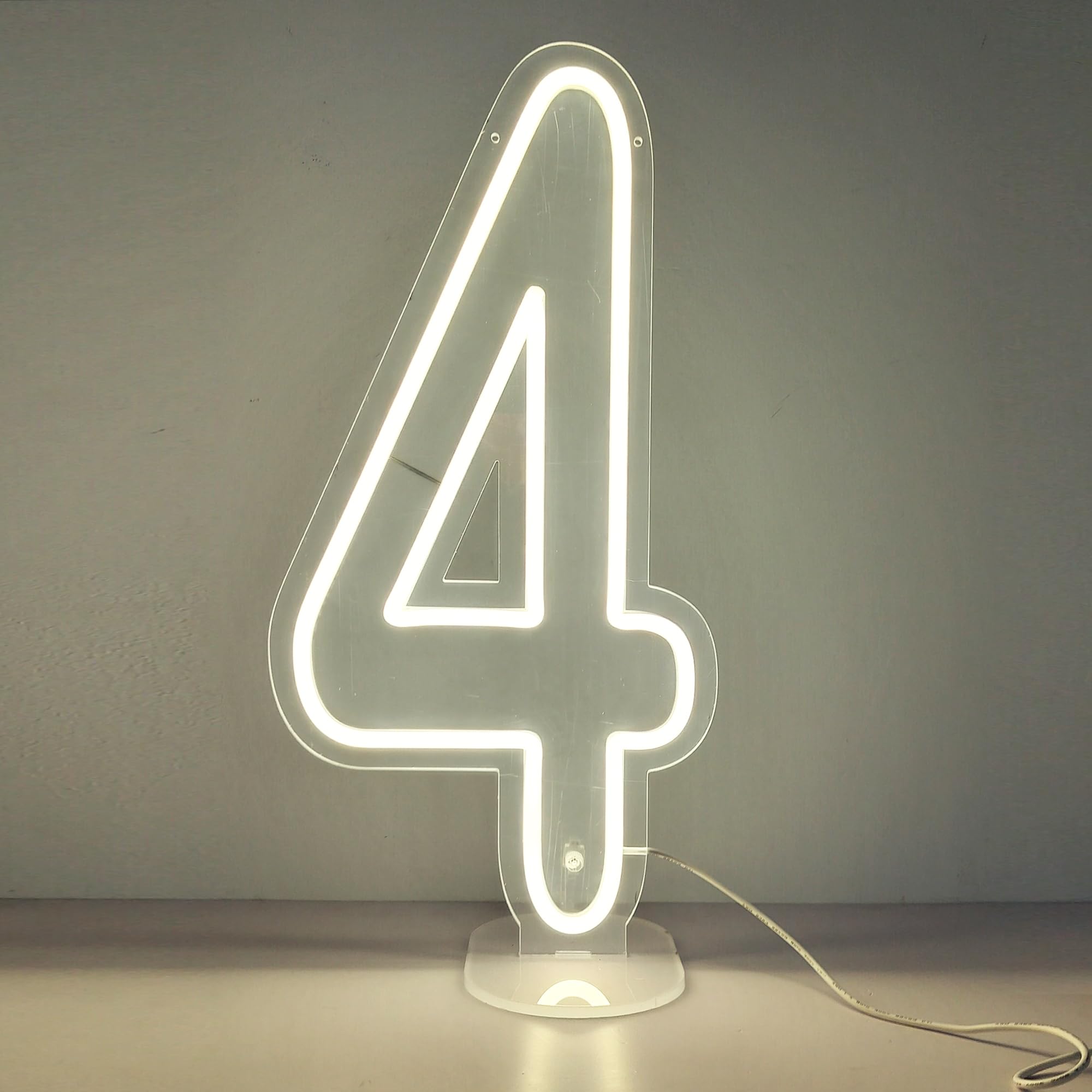 DS&DV 10 x 20inch Warm White Led Neon Number 4 Light Sign — image 1
