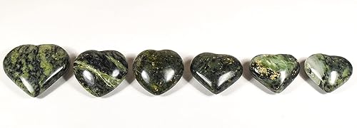 Miniatura 9 de Jaspe Corazón Ónix Labradorita Serpentina Aventurina Piedra Preciosa Pulida Cristal Mineral Especimen Verde Nefrita (Jade Nefrita)