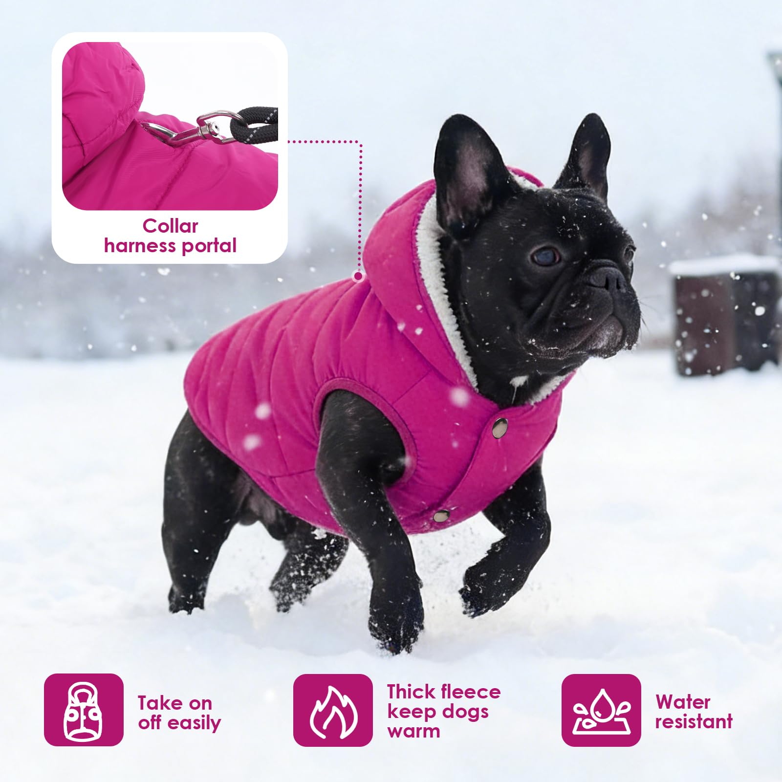 Sudadera con capucha de forro polar para perro, resistente al viento, impermeable, forro polar y algodón, chaqueta cálida para perro, ropa para mascotas para clima frío, chaleco para perros pequeños,