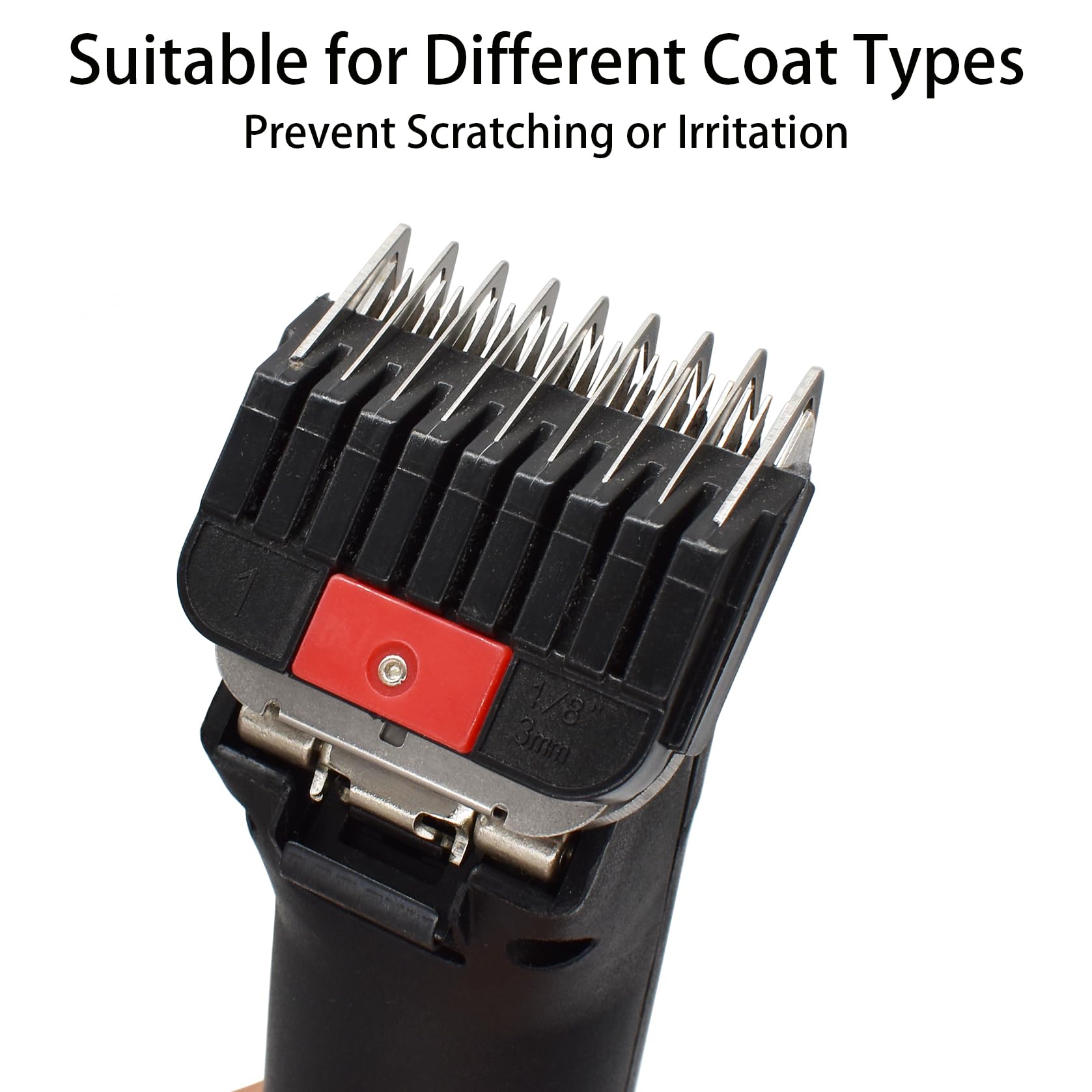 Peignes de protection professionnels en acier inoxydable pour toiletteurs d'animaux de style A5, 0,3 à 2,5 cm, compatibles avec les tondeuses Wahl KM Series Andis AG BG Oster A5 A6 (#2,5 cm)