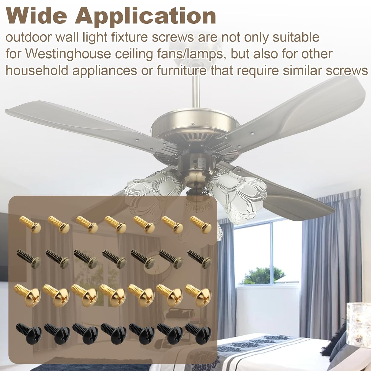 7701600 Ceiling Fan Blades Screw for Westinghouse Ceiling Fan/Light Fixture, Assorted Screws, 1/2 inches Light Fixture Screws (28 Count)