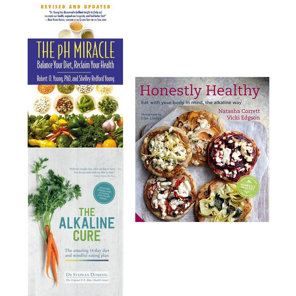 pH miracle, honestly healthy [hardcover] and alkaline cure 3 books collection set