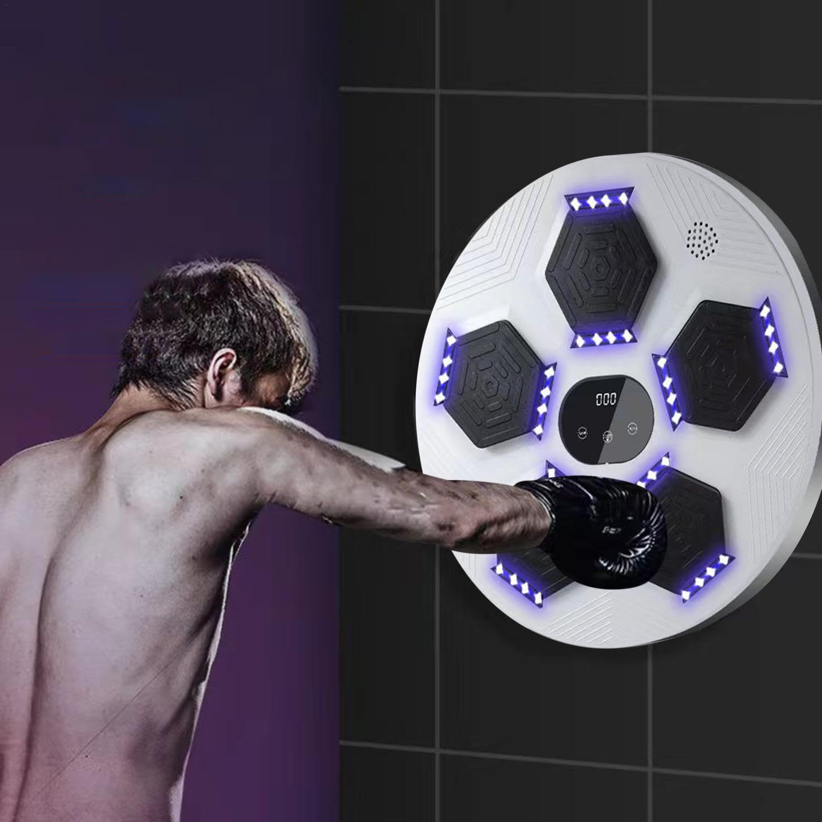 Music Boxing Machine - Macchina da boxe da parete, attrezzatura da allenamento | Punzonatrice elettronica con modalità di illuminazione, boxer musicale regolabile per allenamento al chiuso