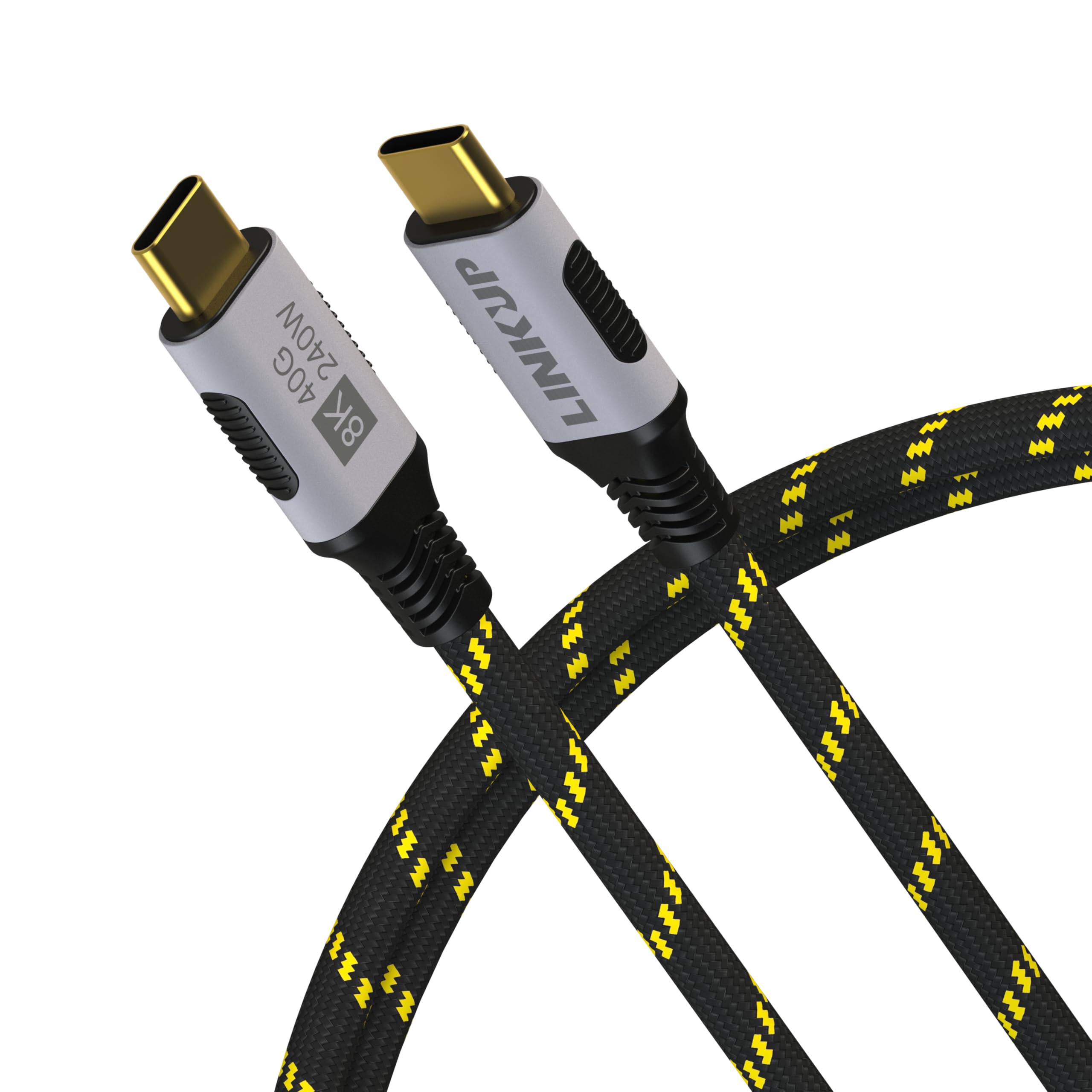 LINKUP - USB 4.0 240W 40Gbps Type-C Thunderbolt 4 Cable [1.2m] 8K@60hz Video Super-fast Data Charging Durable Sleeved Compatible with iPhone 15/16 Pro/Max MacBook Pro/Air iPad Pro Galaxy S23
