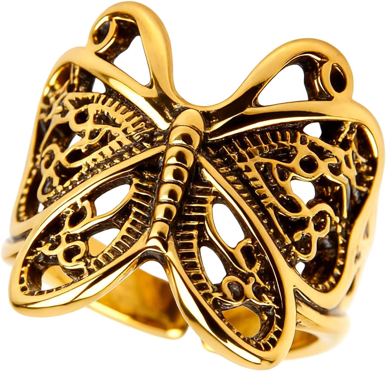 Butterfly Wrap Rings,Butterfly Ring for Women, Adjustable Open Carved Texture Butterfly Ring,Vintage Metal Insects Knuckle Finger Rings,Cute Animal Ring,Statement Jewelry Gifts for Women