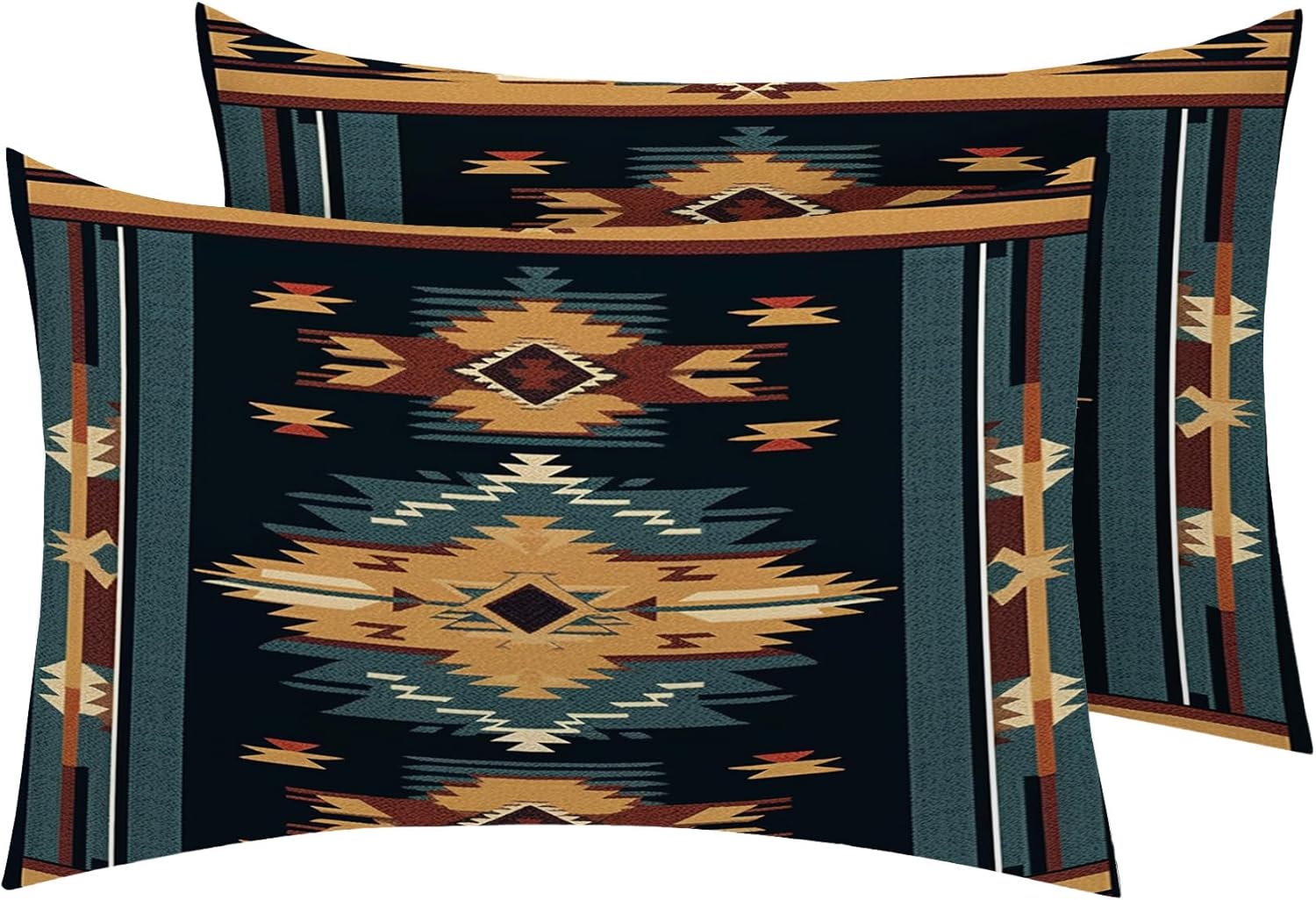 Aztec Pillow Cases King Size Set of 2 - Soft Breathable Microfiber Pillowcases with Envelope Closure, Native American Southwestern Tribal Patterned Pillow Covers, Aztec Decor