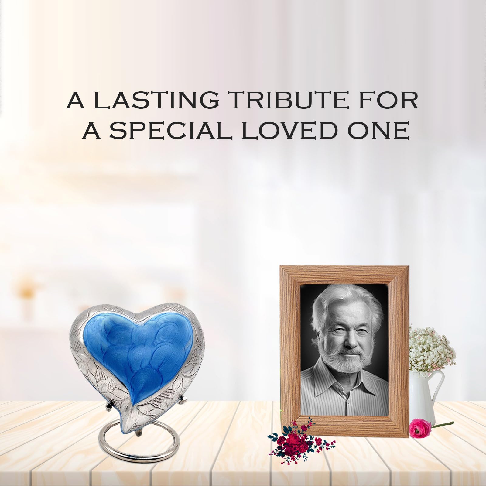 Urna de recuerdo de corazón azul cielo – Mini urna de cenizas pequeña urna de cremación hecha a mano para cenizas – homenaje a tu ser querido – perfecta para adultos y bebés con caja de terciopelo