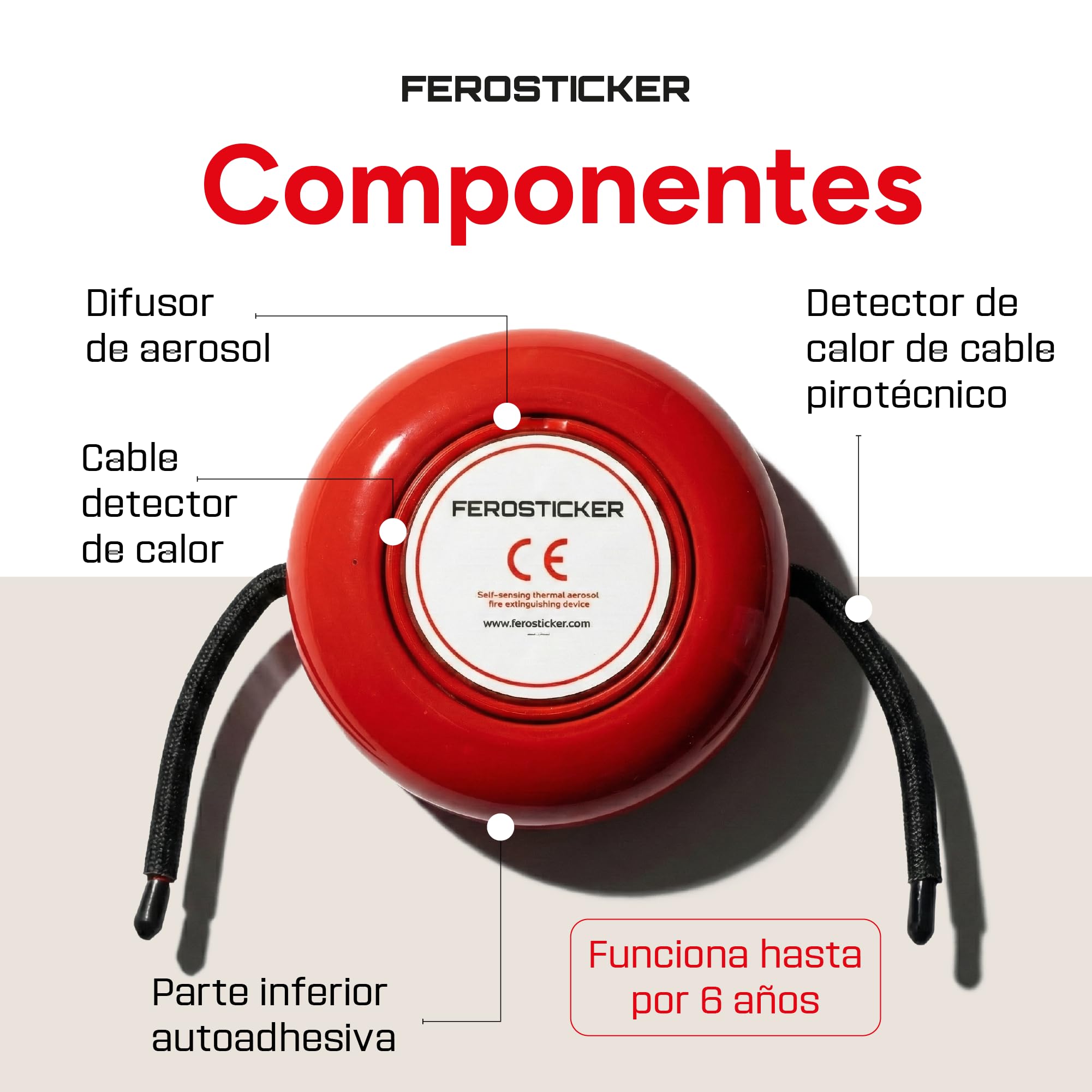 Pequeño Extintor Automático (1 Pieza) | Para barcos, grandes cuadros eléctricos, tractores, cosechadoras, equipos industriales y compartimentos de baterías.