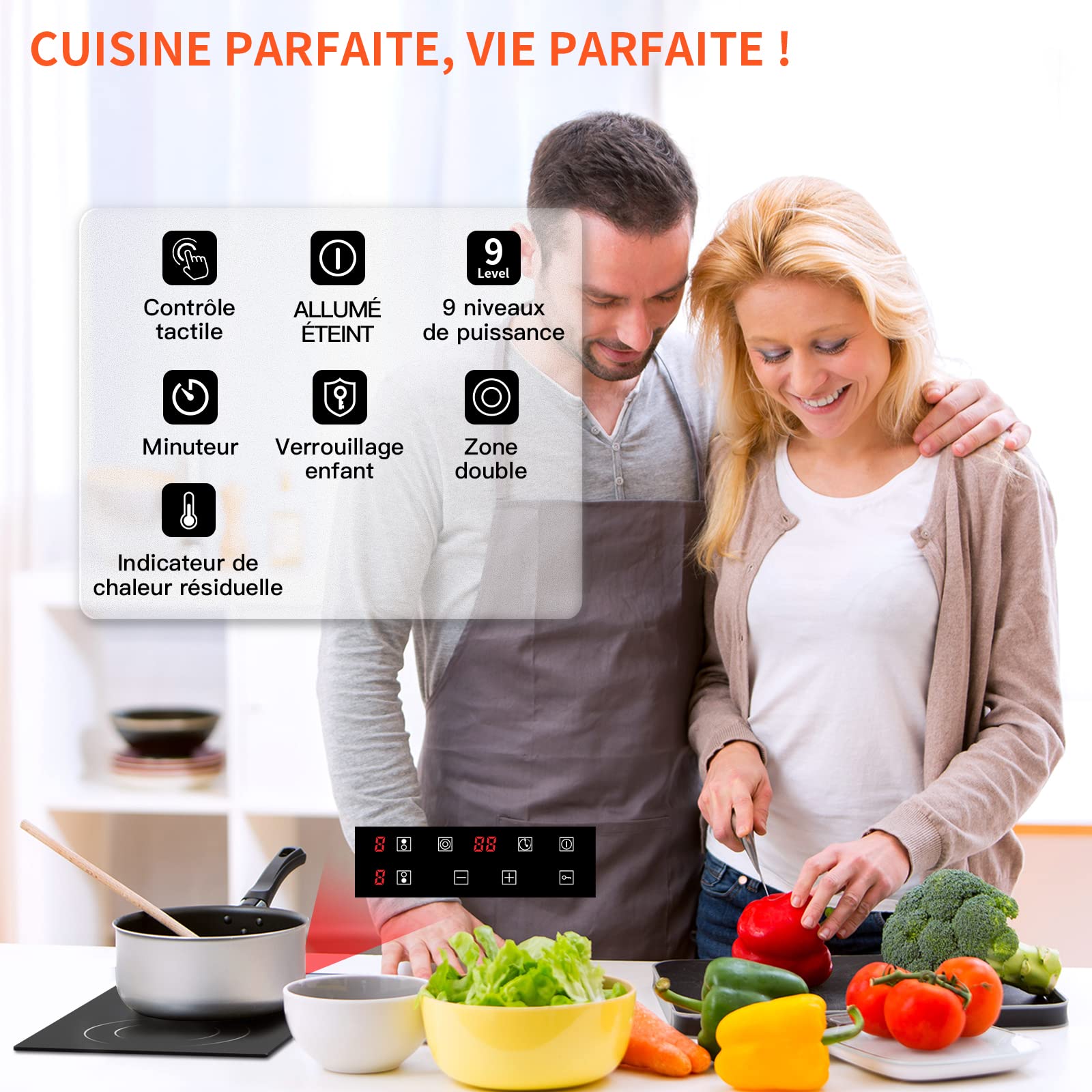 2 paleniska ceramiczna, wpuszczana płyta 2 fale, płyta ceramiczna 2 paleniska- 3200W, 29cm