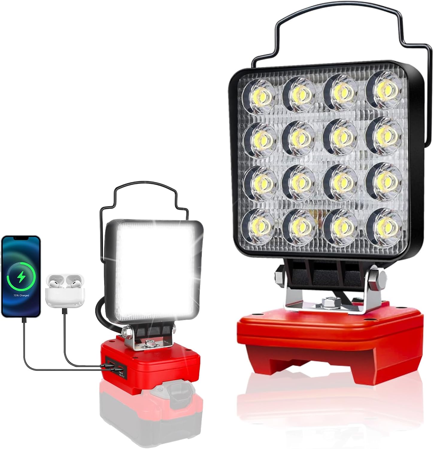 Work Light for Ryobi 18V Battery,84W 8000LM Portable Cordless Floodlight with USB&Type C Charging Port for Emergency Lighting,LED Spotlight for Camping,Fishing,Workshop